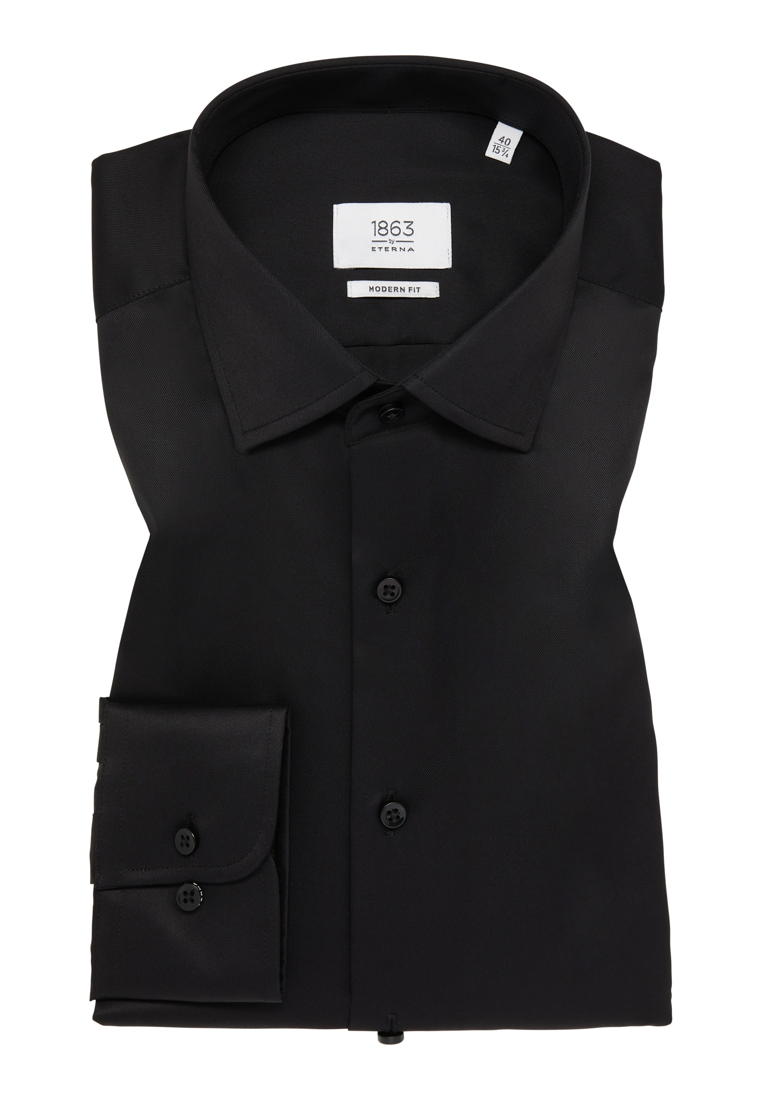 MODERN FIT Luxury Shirt in schwarz unifarben