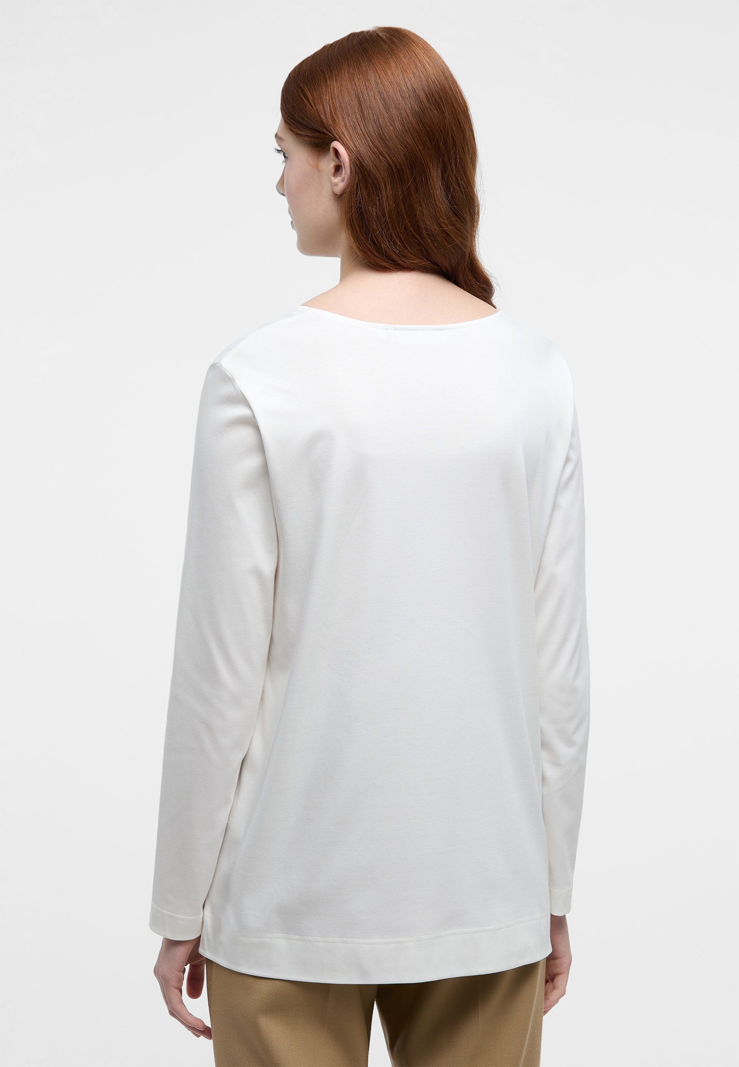 Viscose Shirt Bluse in off-white unifarben | off-white | 46 | Langarm |  2BL04252-00-02-46-1/1