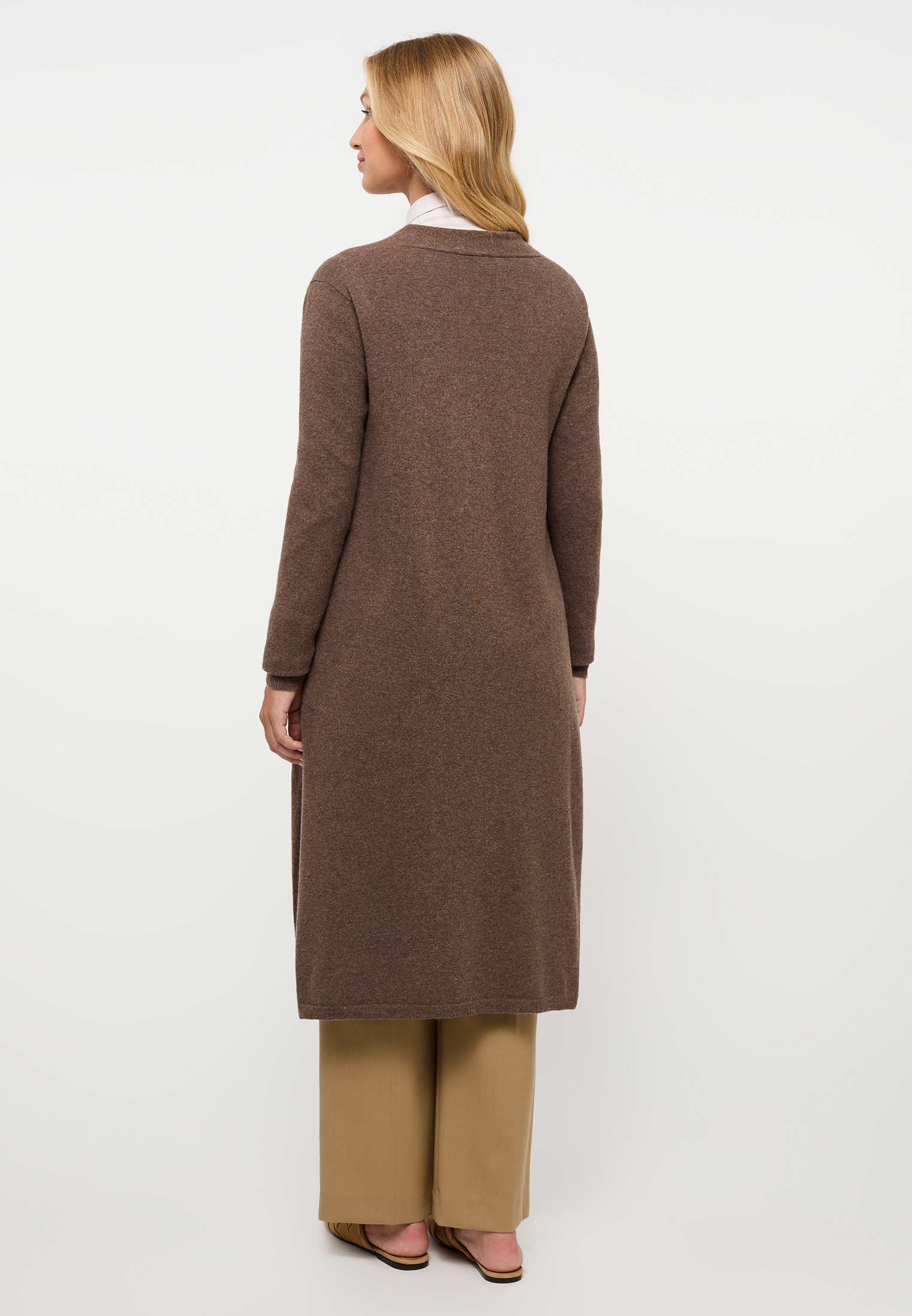 Knitted cardigan in dark brown plain dark | brown 2XL | 2KN00093-02-92-2XL 