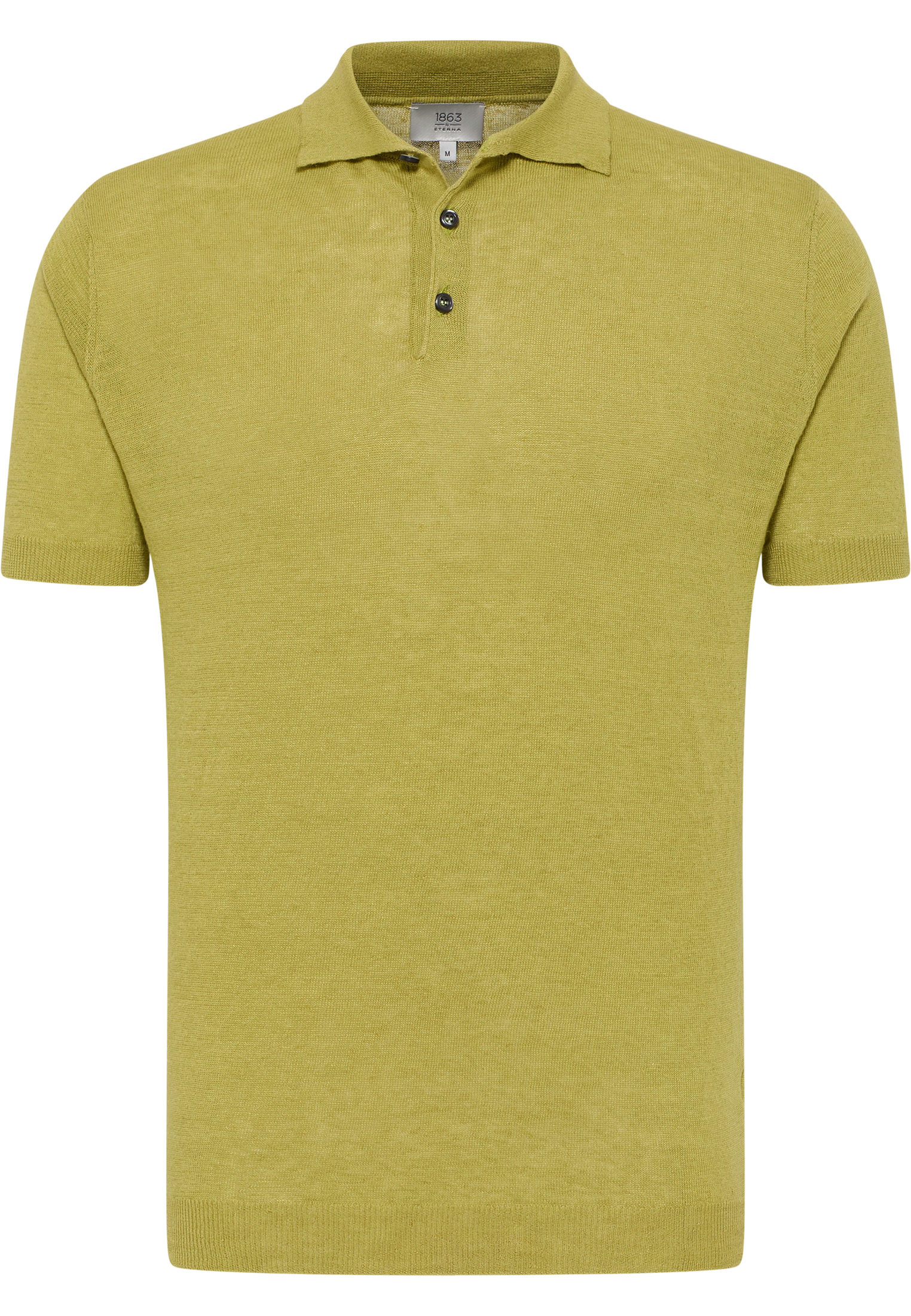 Knitted polo shirt in apple green plain