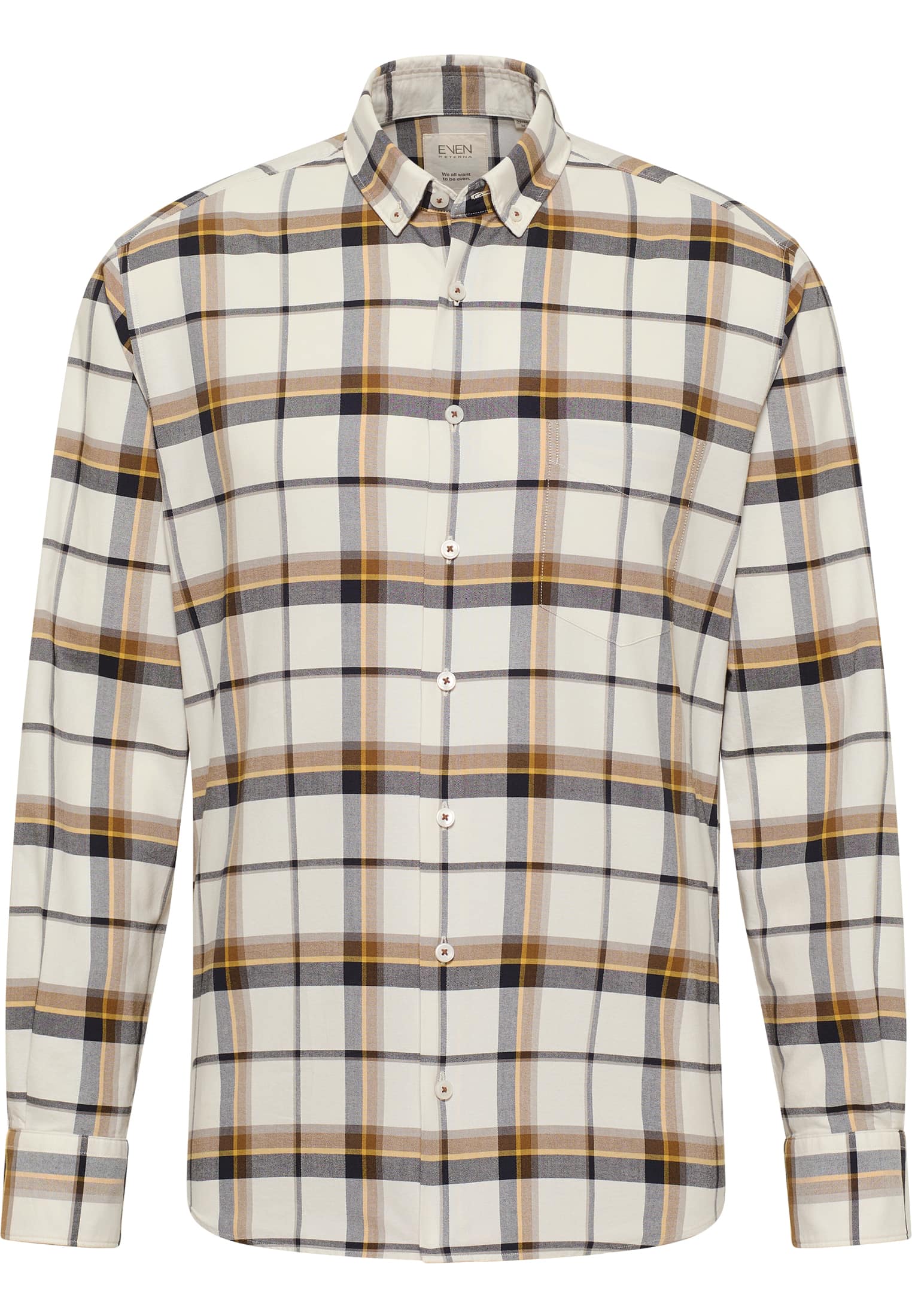 MODERN FIT Shirt in beige checkered | beige | long sleeve | XL |  1SH11420-02-01-XL-1/1 | 
