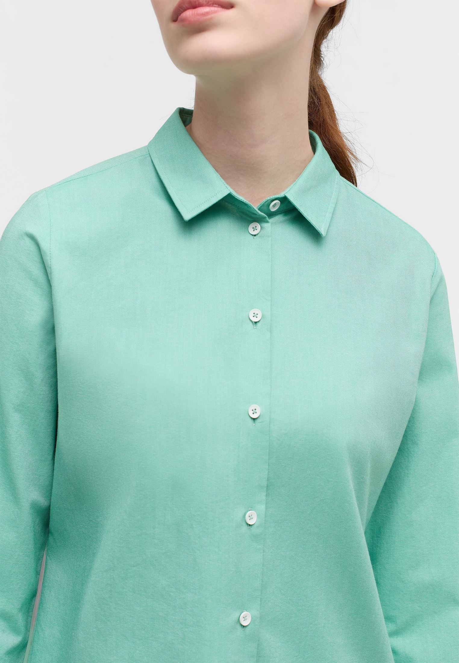 Oxford Shirt Bluse in hellgrün unifarben | hellgrün | 50 | Langarm |  2BL04173-04-02-50-1/1 | Blusen