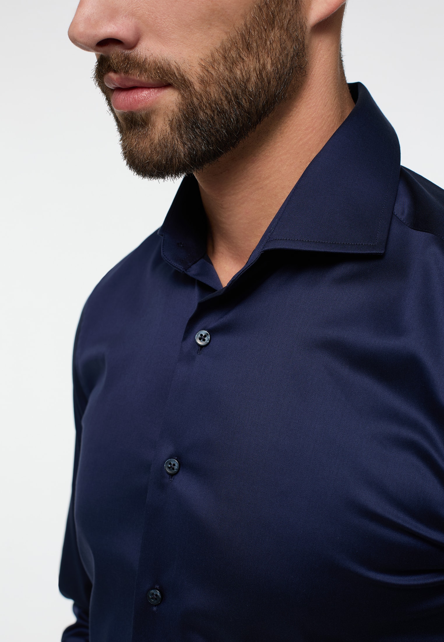 SLIM FIT Luxury Shirt in dunkelblau unifarben | dunkelblau | 44 | Langarm |  1SH04299-01-81-44-1/1