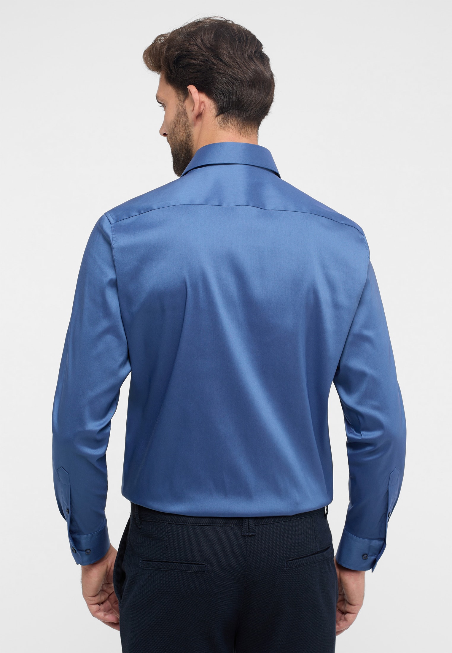 MODERN FIT Performance Shirt in rauchblau unifarben | rauchblau | 44 |  Langarm | 1SH02224-01-62-44-1/1 | Breite Krawatten