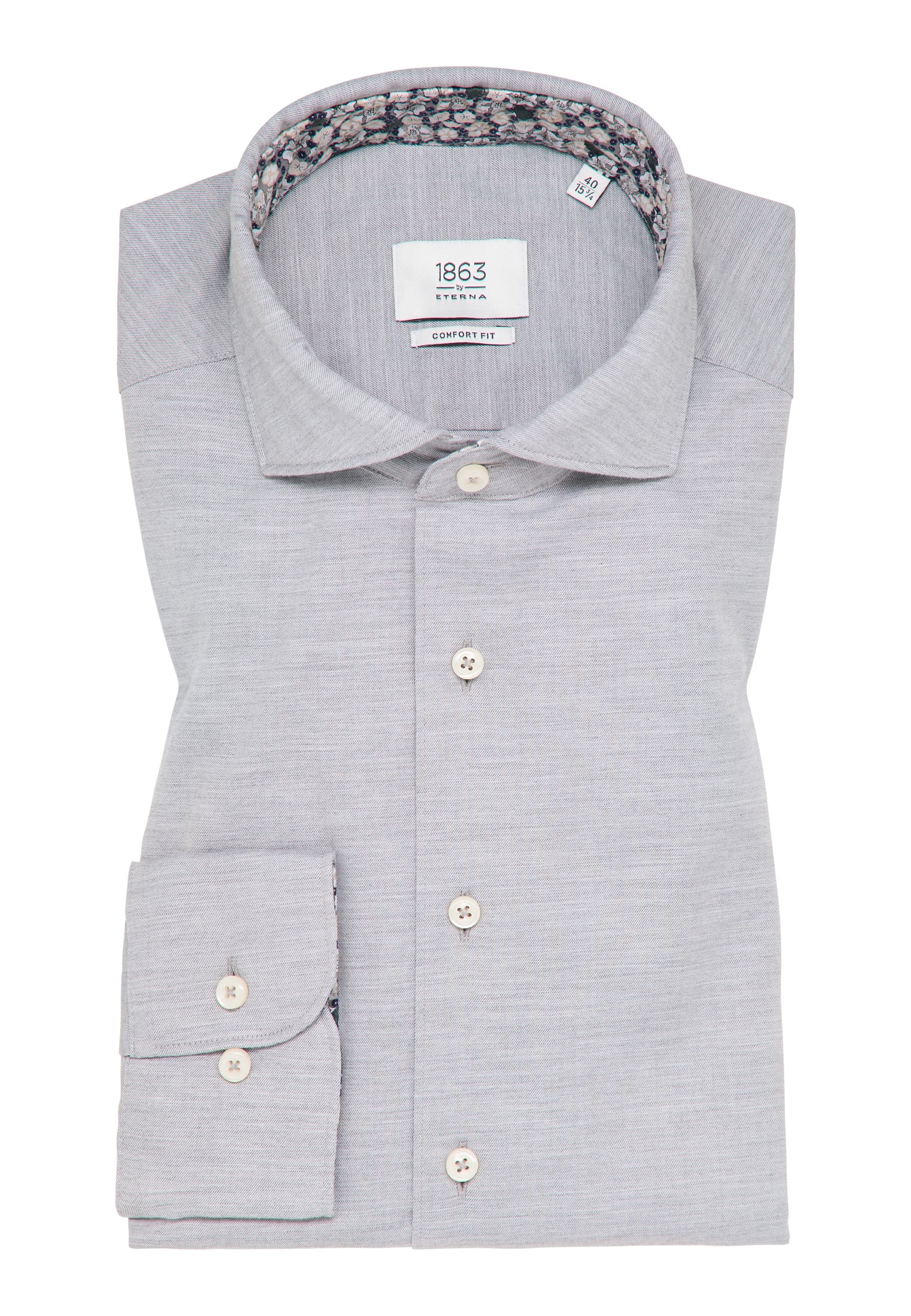 COMFORT FIT Soft Luxury Shirt in grau unifarben | grau | 44 | Langarm |  1SH12569-03-01-44-1/1