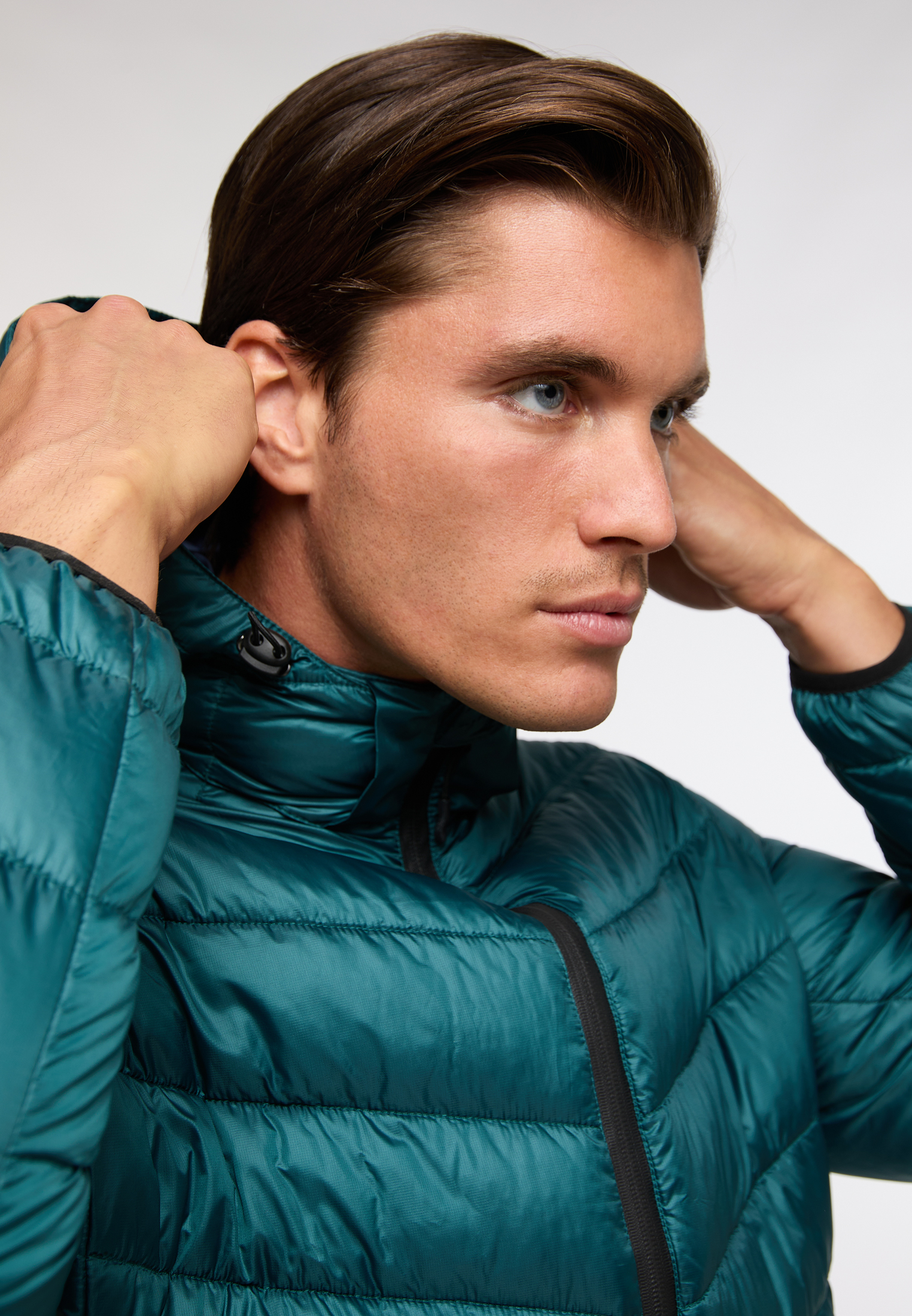Quilted jacket in blue plain