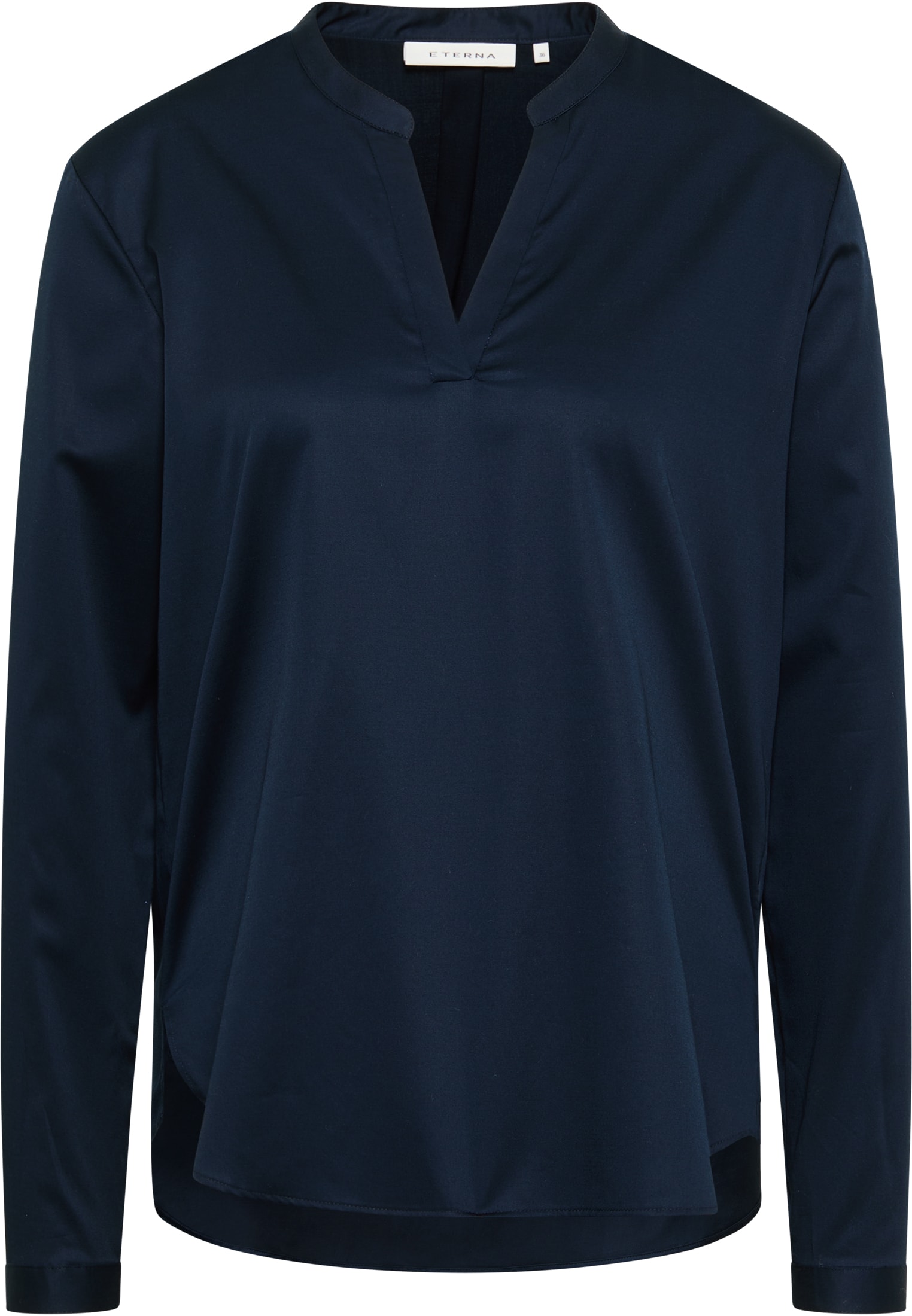 2BL00618-01-81-48-1/1 | dunkelblau unifarben Langarm Bluse | 48 | in dunkelblau Satin Shirt |