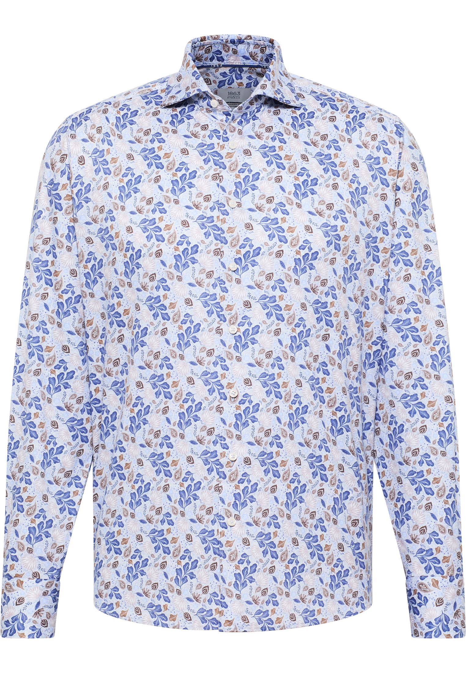 MODERN FIT Hemd in royal blau bedruckt