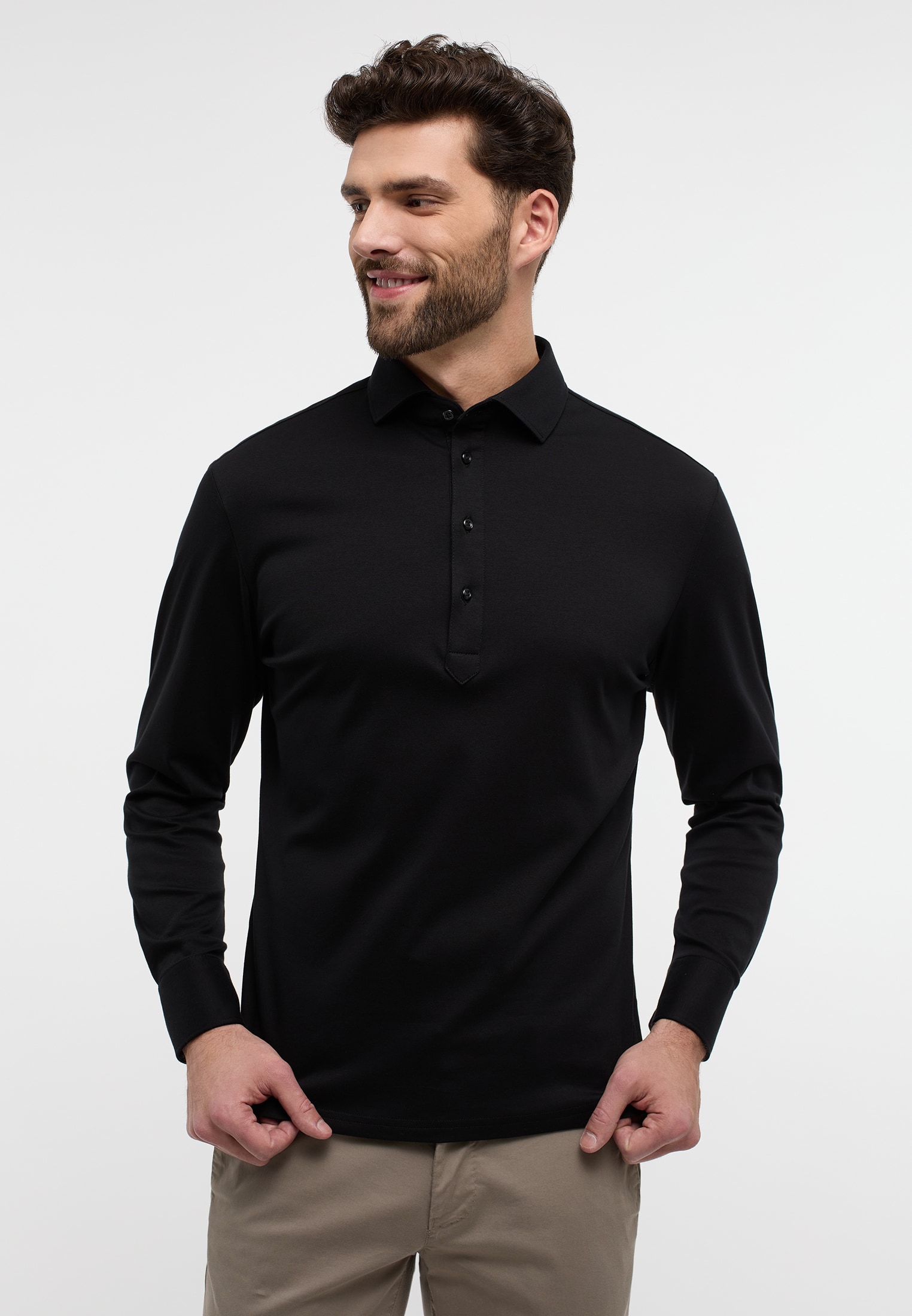 ETERNA Polo Shirt MODERN FIT | zwart | 44 Lange mouw | 1SP00213-03-91-44-1/1