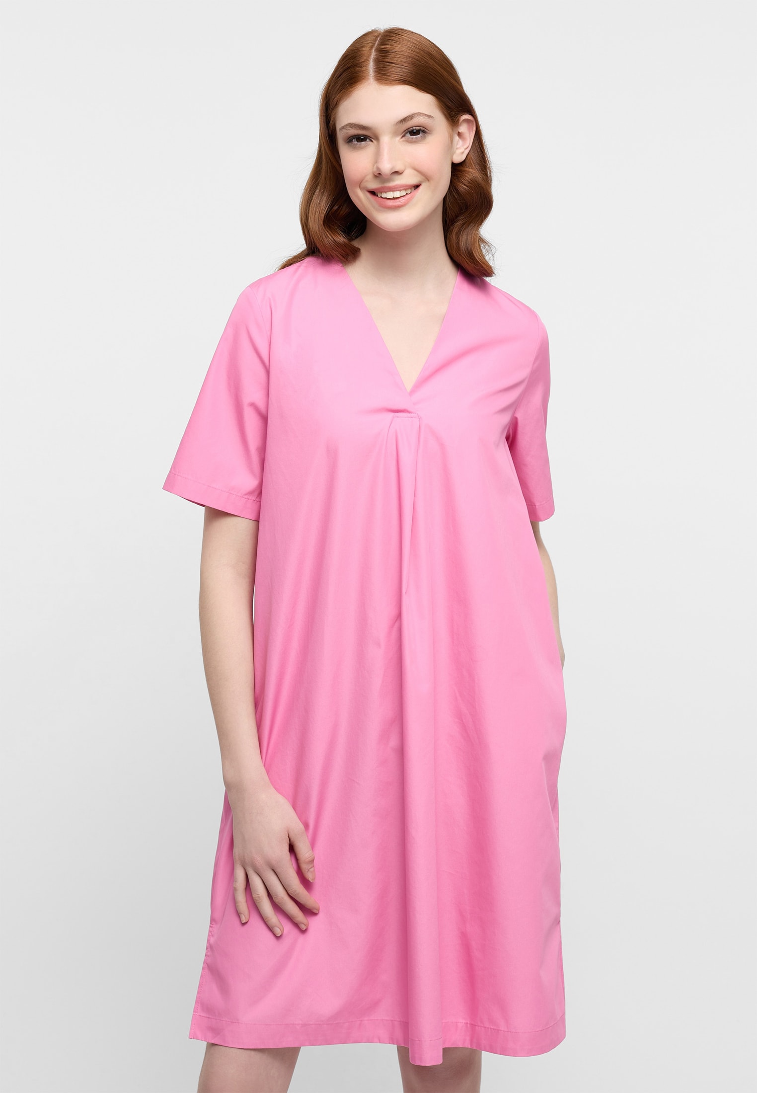 Shirt dress in pink plain | pink | 34 | short sleeve | 2DR00211-15-21-34-1/2