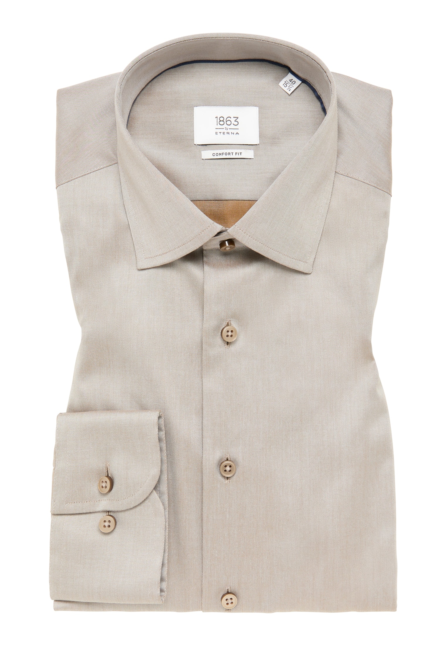 | taupe Shirt | unifarben 1SH04924-02-71-54-1/1 | COMFORT 54 in Luxury | Langarm FIT taupe
