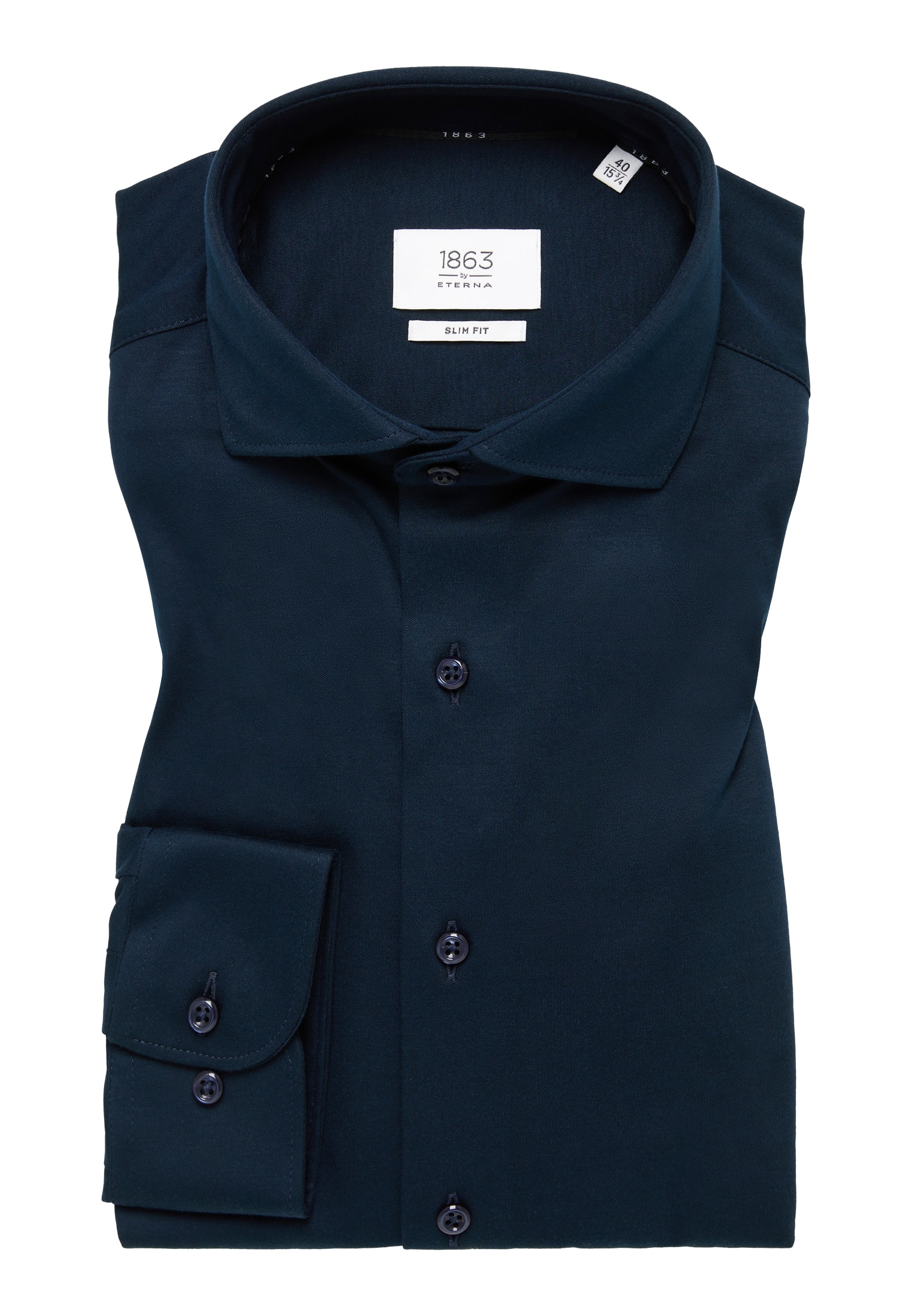 Shirt FIT | 1SH00378-01-81-40-1/1 | Jersey in unifarben SLIM | dunkelblau dunkelblau Langarm | 40