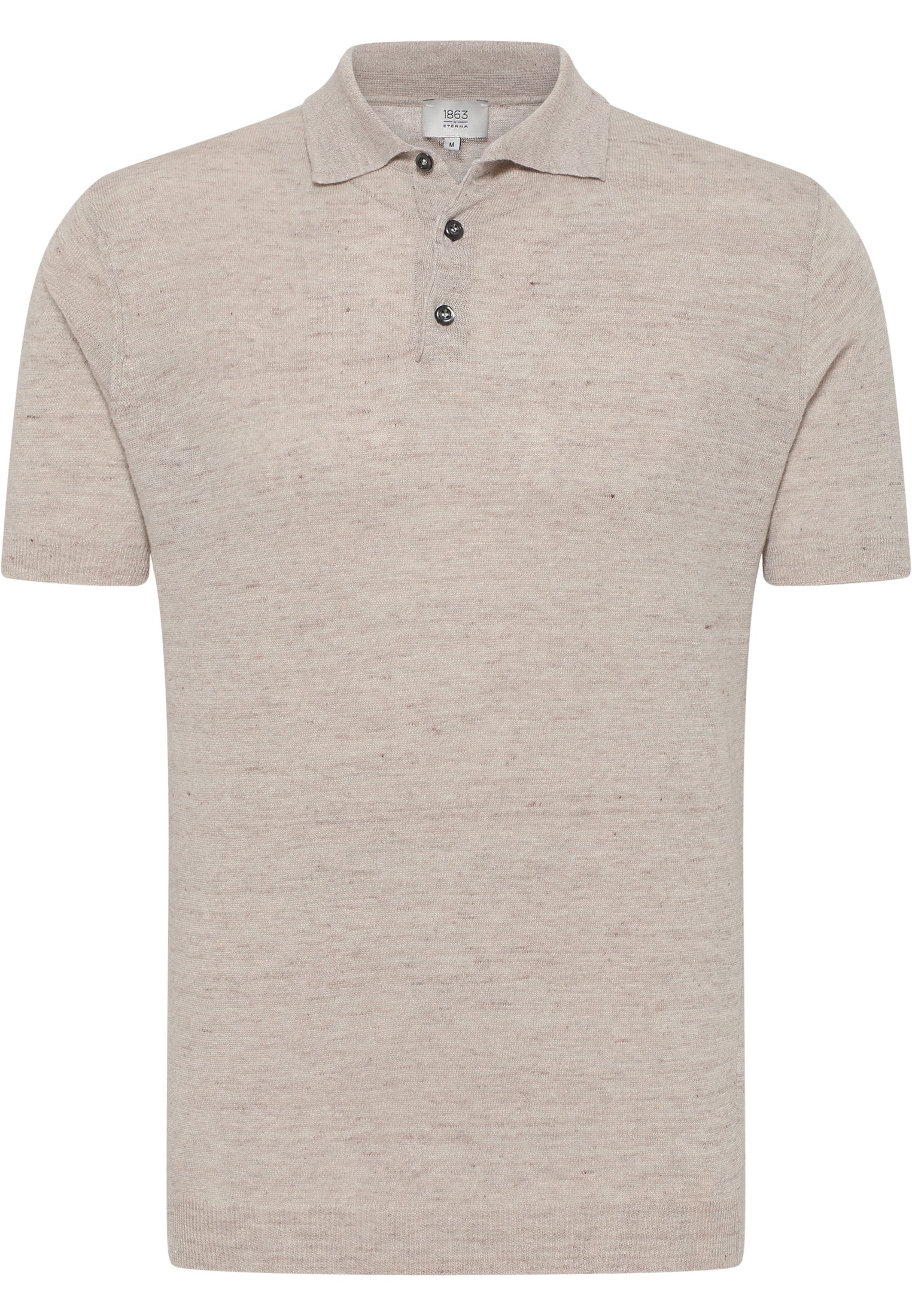Knitted polo shirt in beige plain