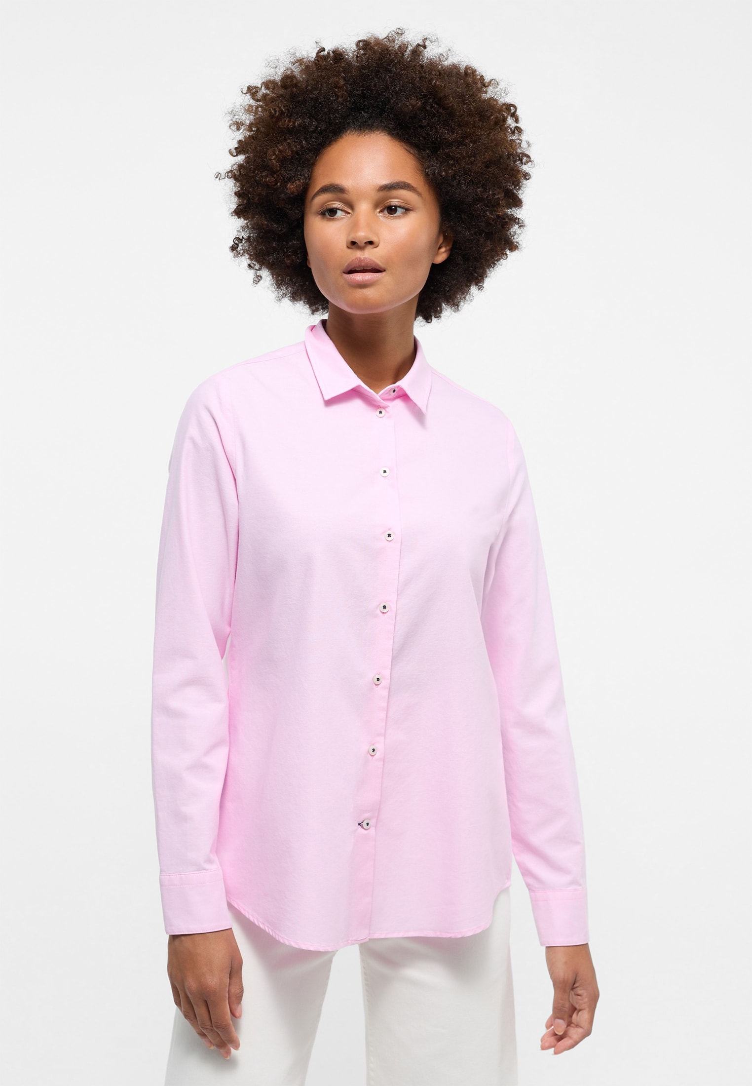 Oxford Shirt Bluse in rosa unifarben | rosa | 38 | Langarm |  2BL04242-15-11-38-1/1