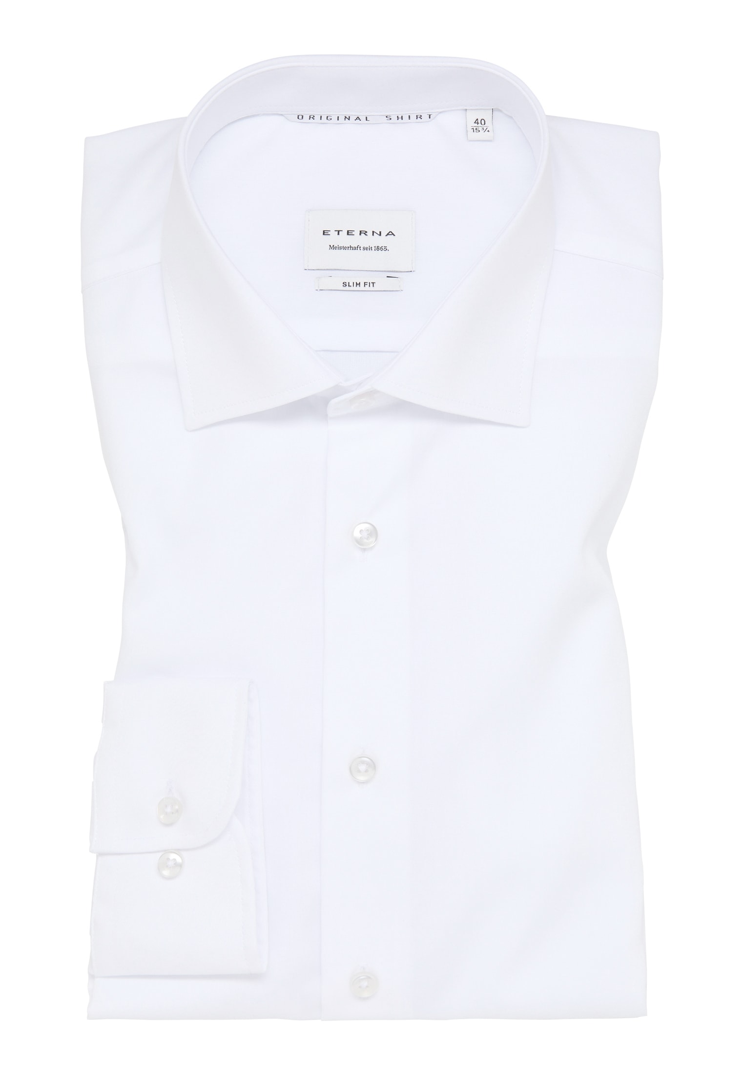 SLIM FIT Original Shirt in weiß unifarben | weiß | 40 | Langarm |  1SH12598-00-01-40-1/1