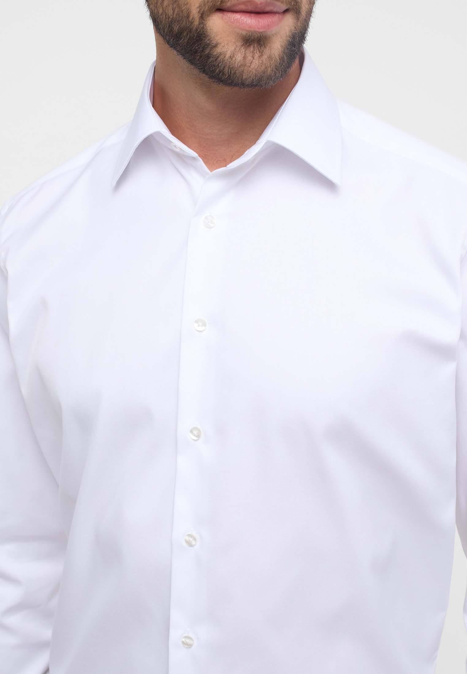 COMFORT FIT Cover Shirt in weiß unifarben | weiß | 41 | Langarm |  1SH05509-00-01-41-1/1