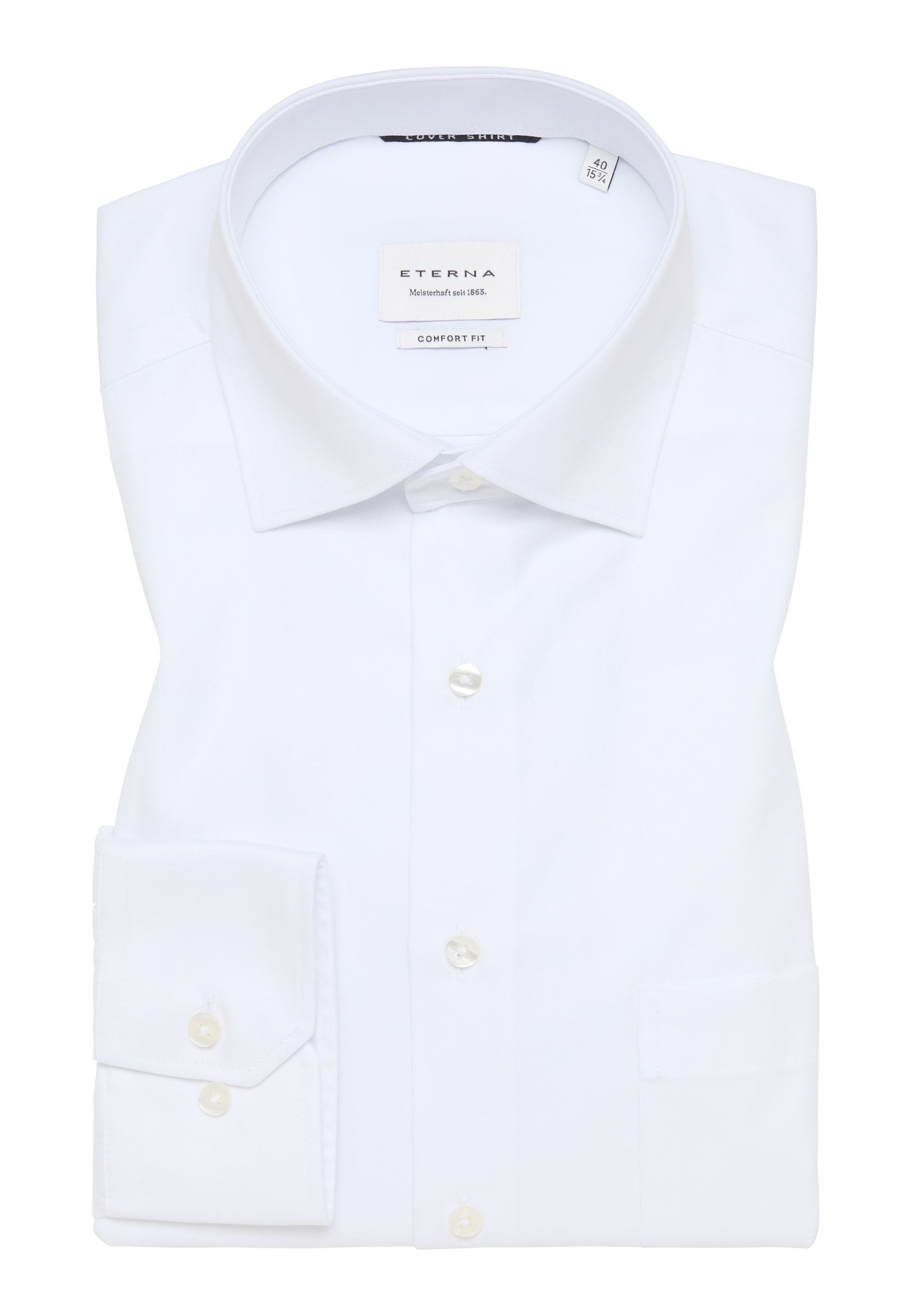 COMFORT FIT Cover Shirt in white plain