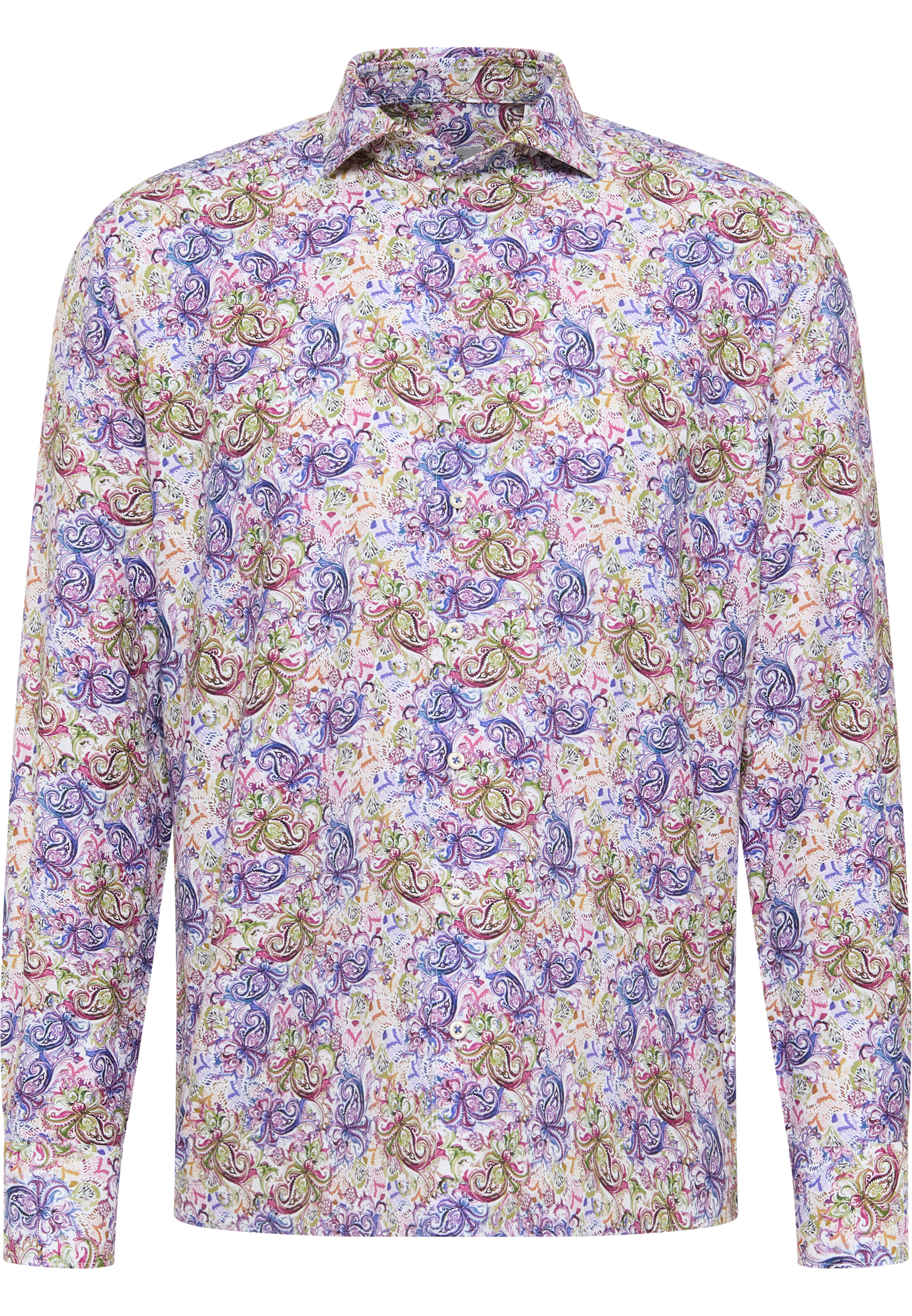 COMFORT FIT Hemd in lila bedruckt