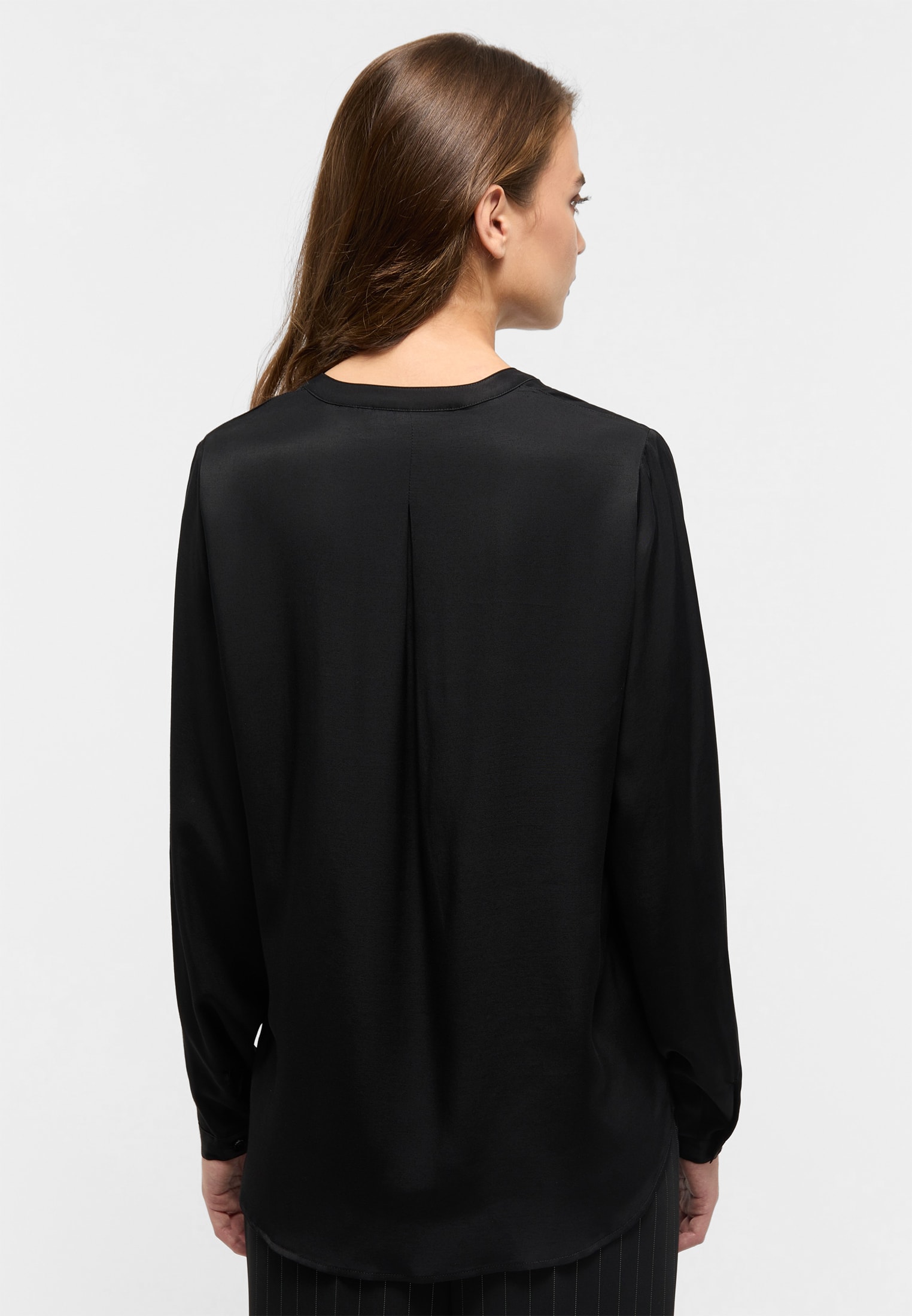 Viscose Shirt Bluse in schwarz unifarben | schwarz | 34 | Langarm |  2BL00329-03-91-34-1/1