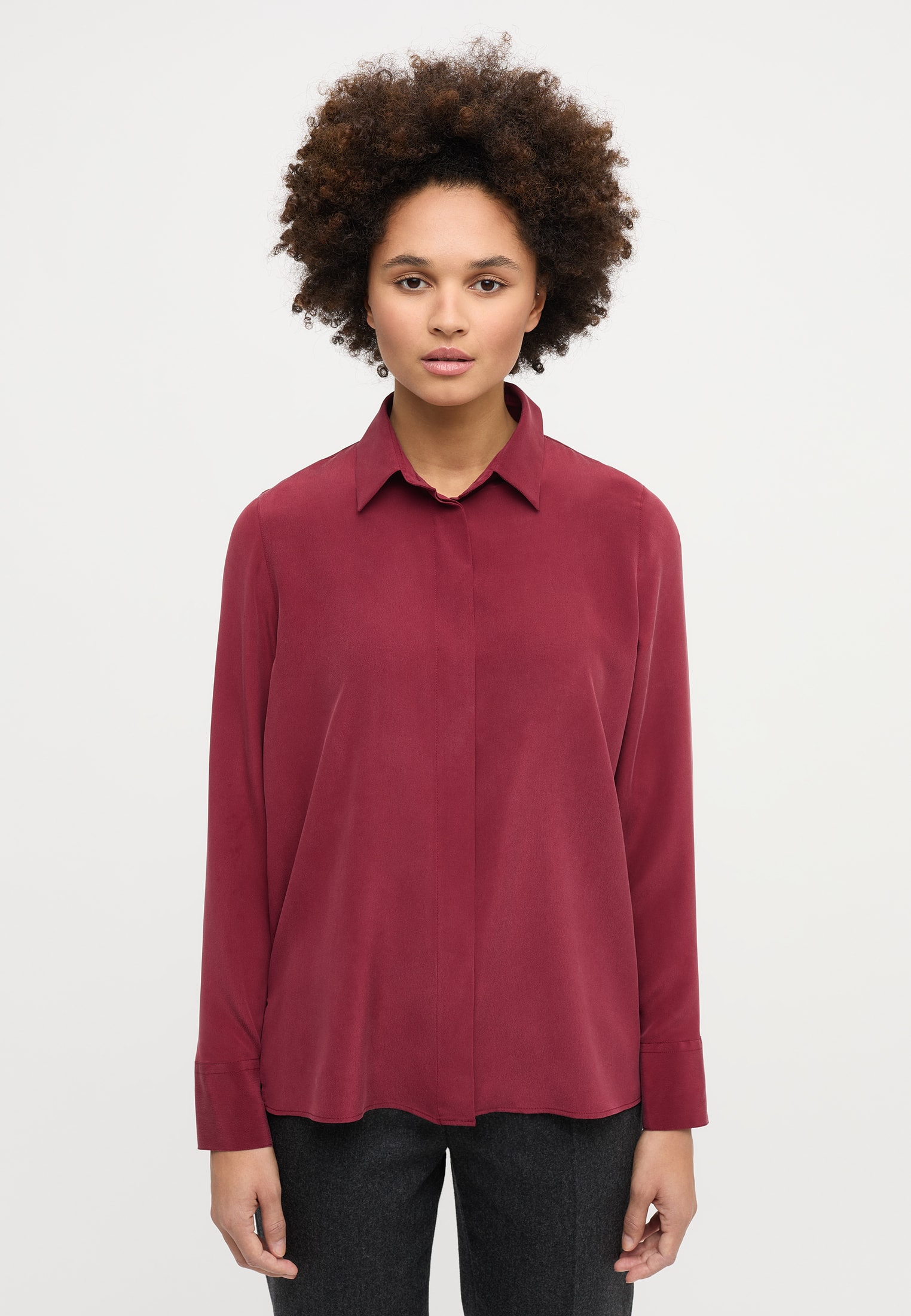 shirt-blouse in bordeaux plain