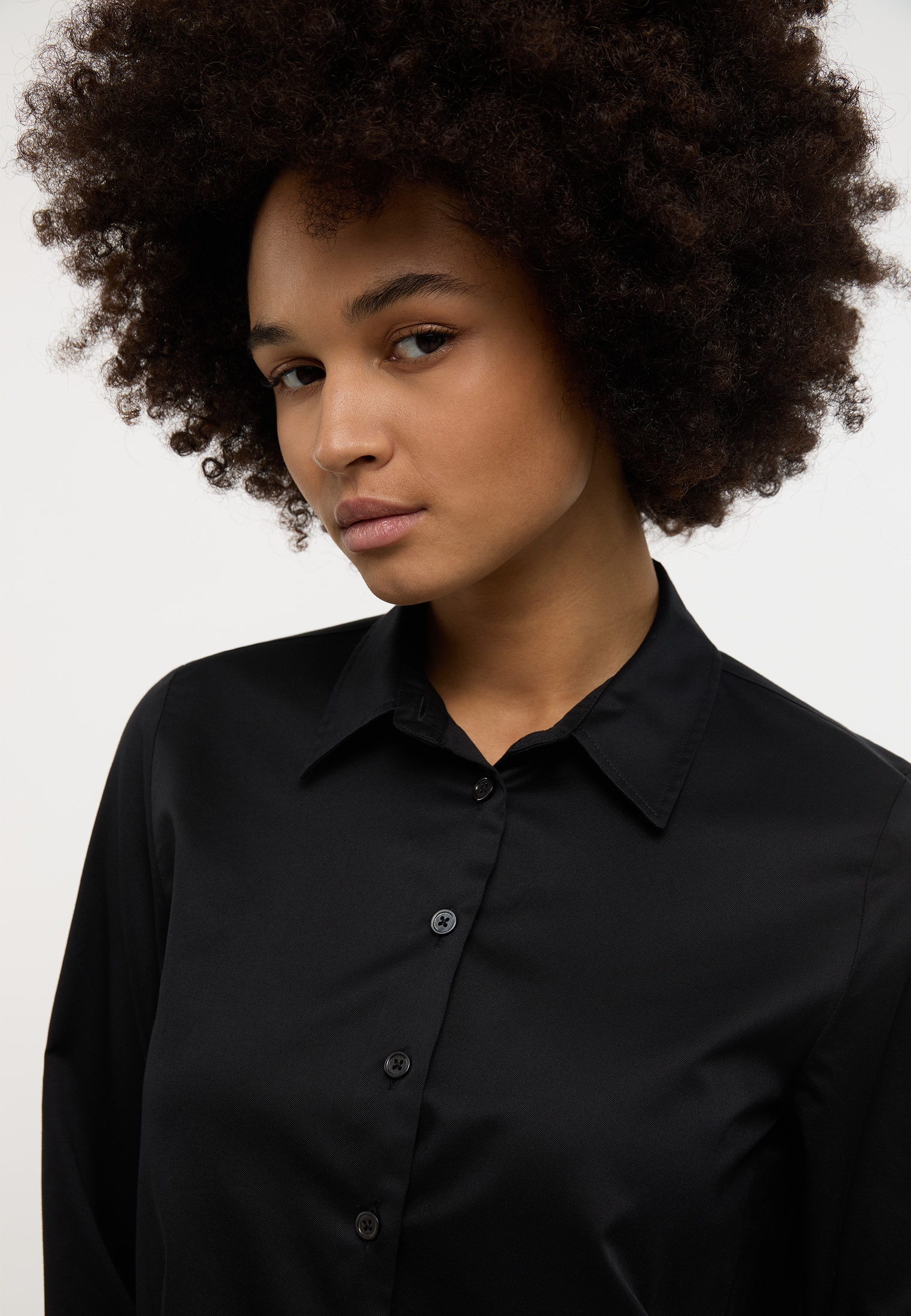 Soft Luxury Shirt Bluse in schwarz unifarben | schwarz | 38 | Langarm |  2BL00664-03-91-38-1/1