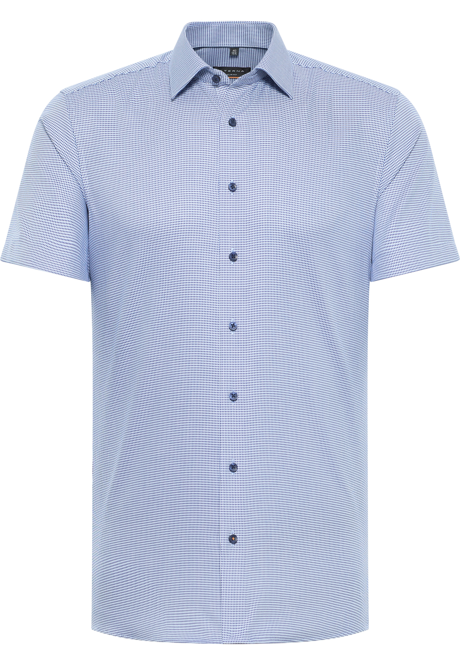 ETERNA textured cotton short-sleeved shirt SLIM FIT