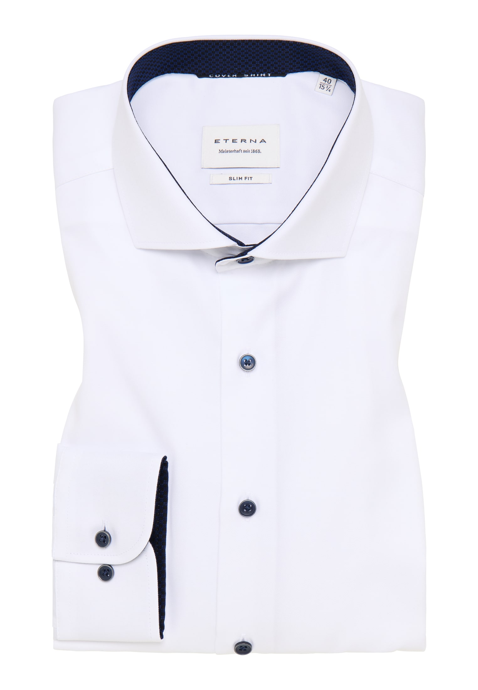 SLIM FIT Cover Shirt in weiß unifarben | weiß | 41 | Langarm |  1SH05553-00-01-41-1/1