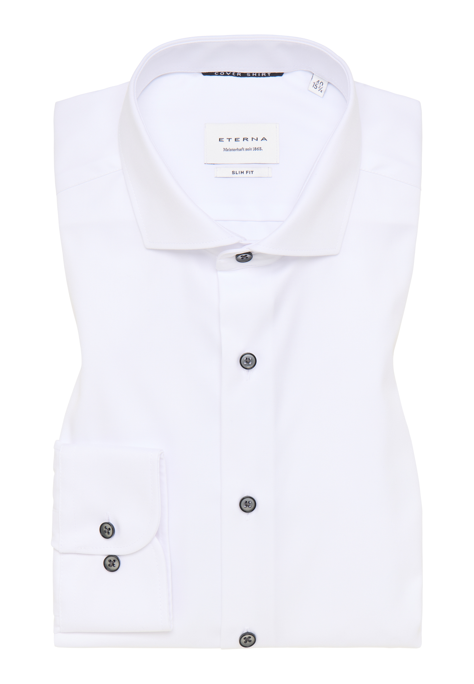 SLIM FIT Cover Shirt in weiß unifarben | weiß | 40 | Langarm |  1SH05554-00-01-40-1/1