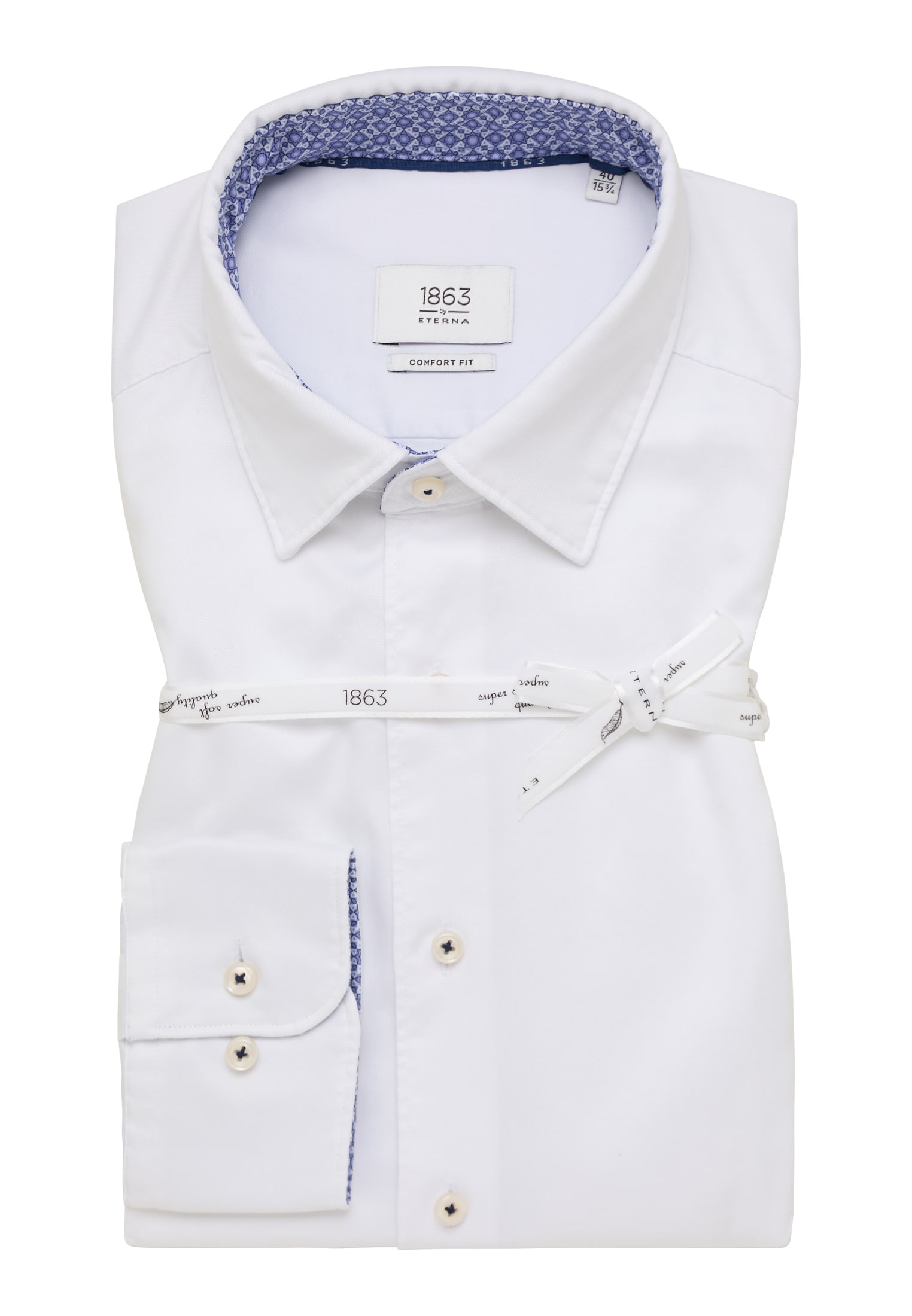 COMFORT FIT Soft Luxury Shirt in 47 unifarben | 1SH11589-00-02-47-1/1 off-white | | Langarm | off-white