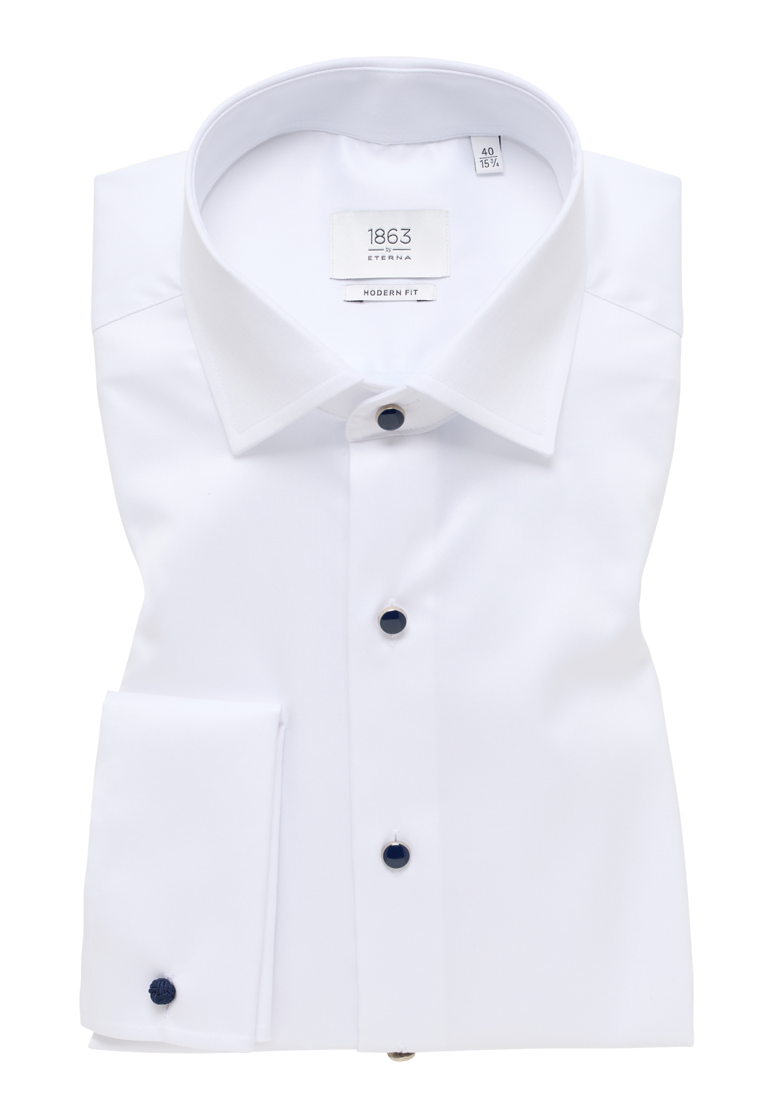 MODERN FIT Luxury Shirt in white plain | white | 45 | long sleeve |  1SH11469-00-01-45-1/1
