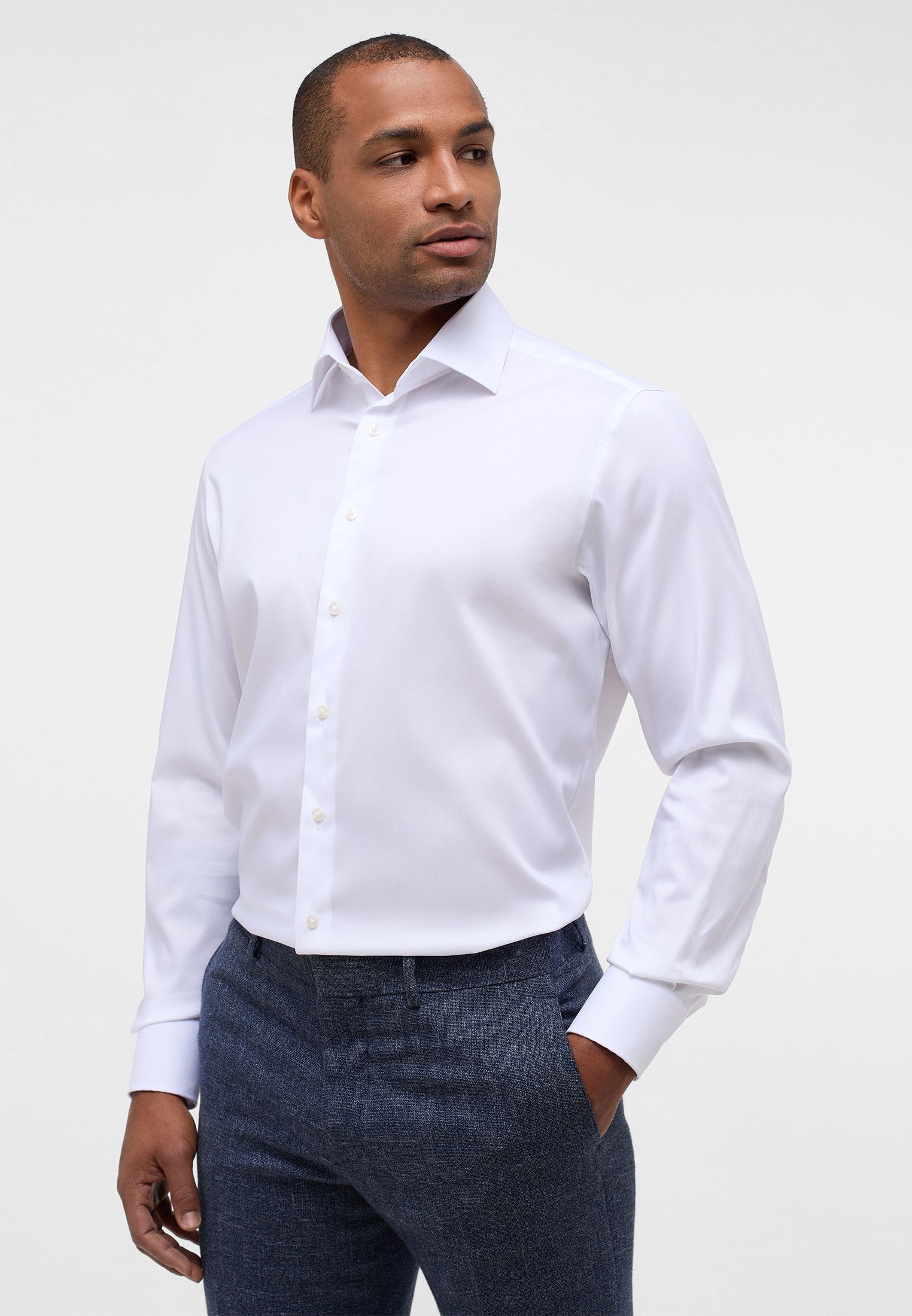 MODERN FIT Performance Shirt | weiß | | Langarm weiß | 1SH02224-00-01-39-1/1 in unifarben 39