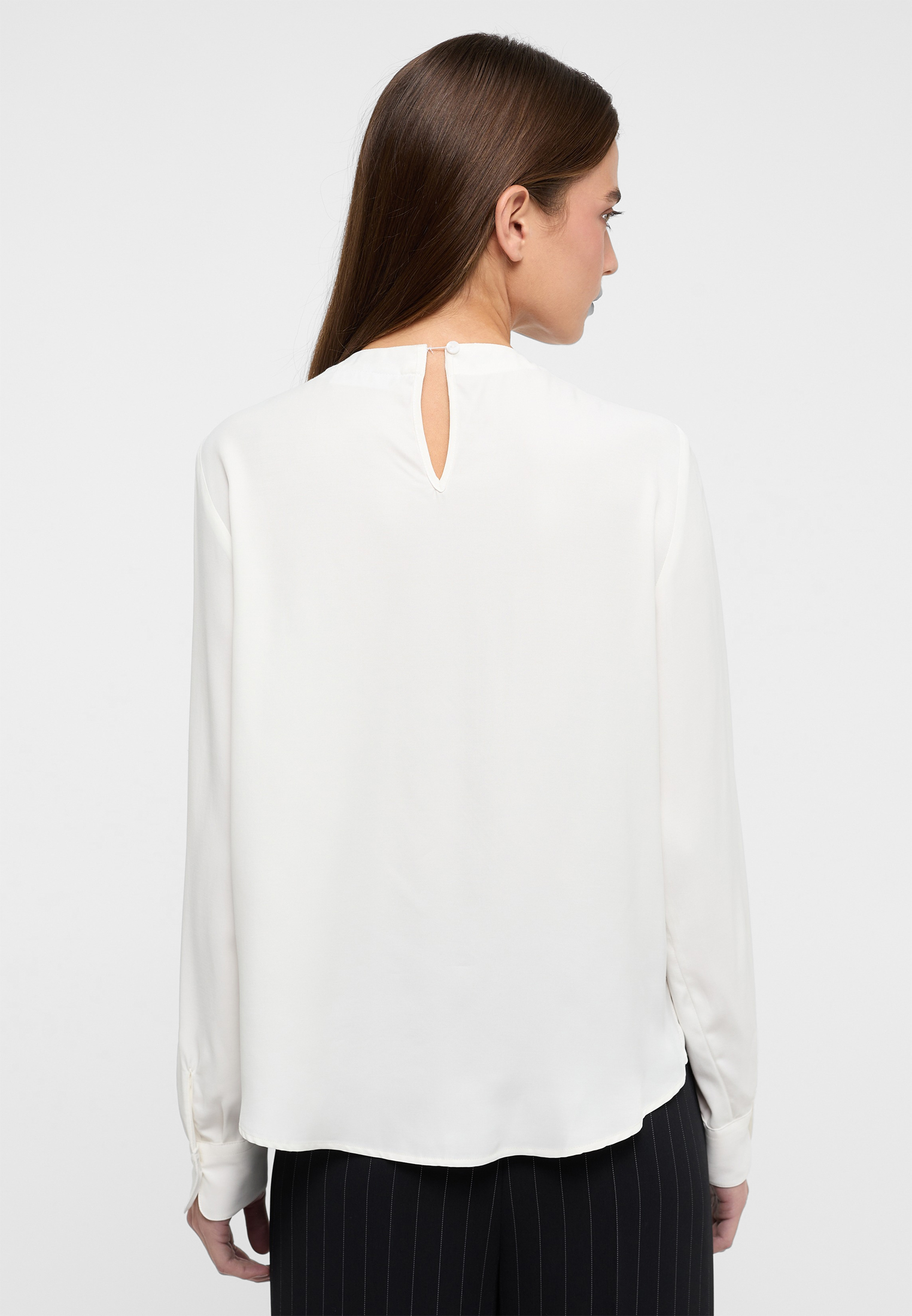 Viscose Shirt Bluse in off-white unifarben | off-white | 40 | Langarm |  2BL04240-00-02-40-1/1