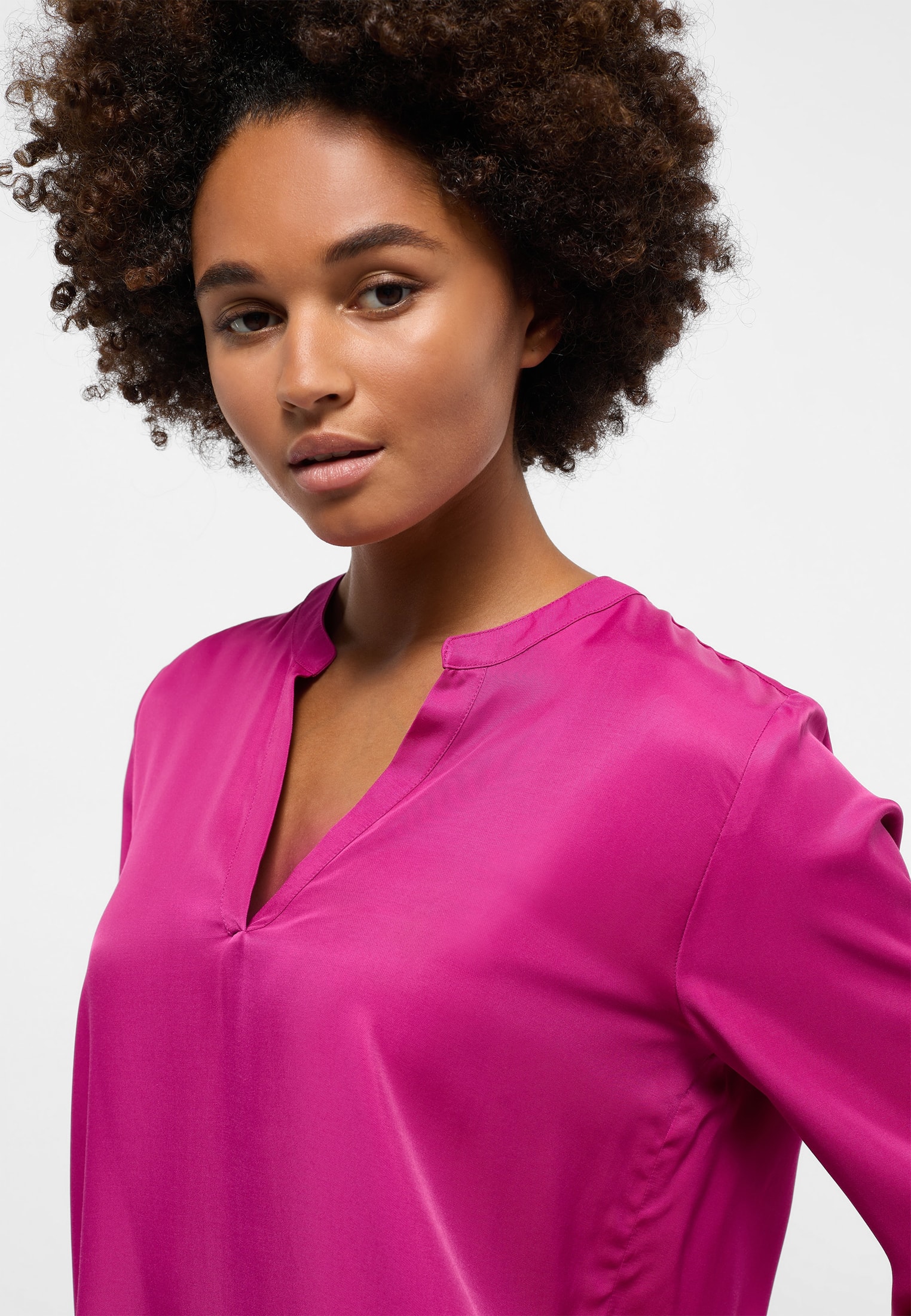 Viscose Shirt Bluse in vibrant pink unifarben | vibrant pink | 34 | Langarm  | 2BL00329-15-31-34-1/1