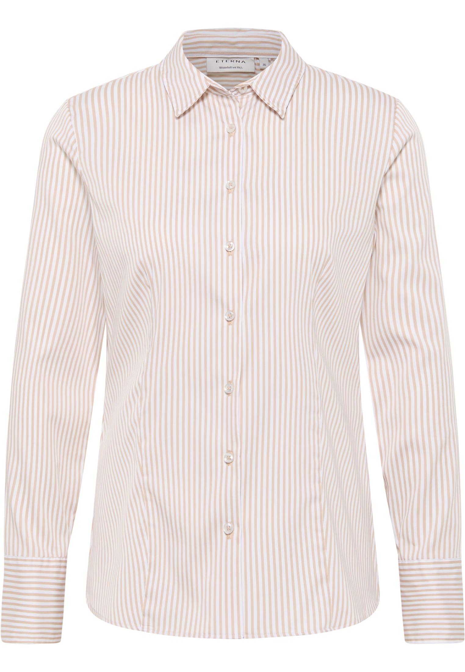 shirt-blouse in beige striped