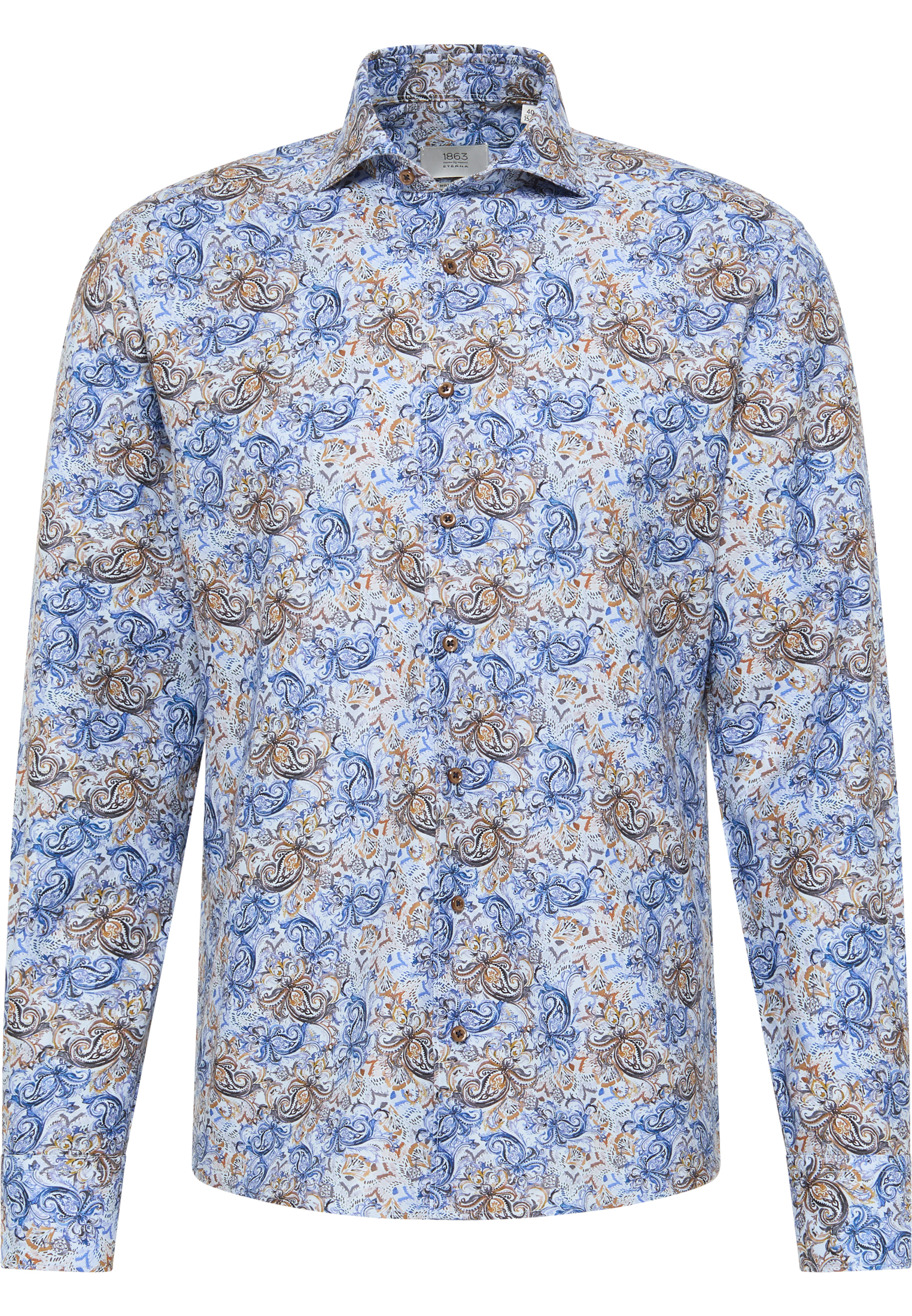 MODERN FIT Overhemd in rookblauw gedrukt