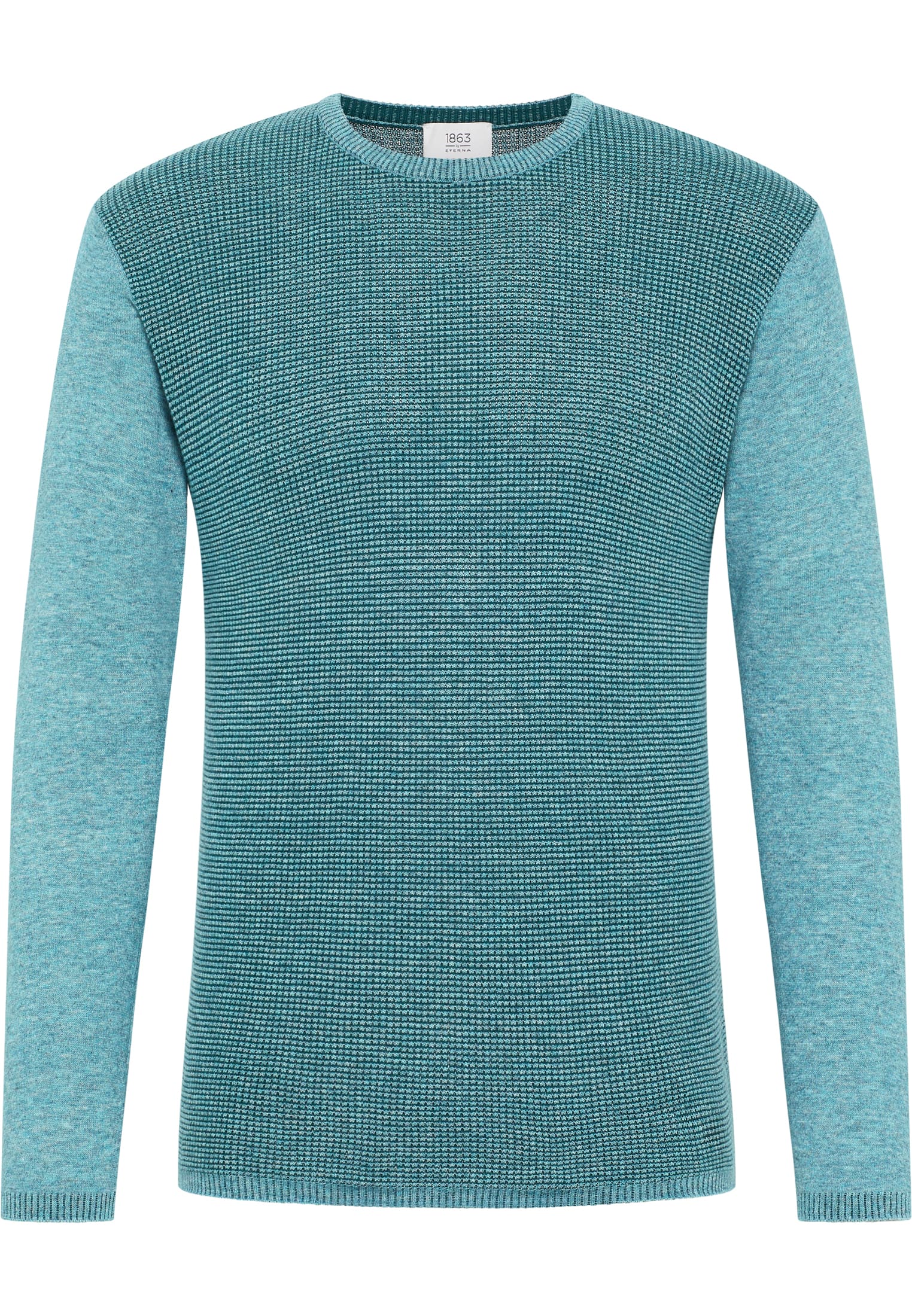 Knitted jumper in petrol structured