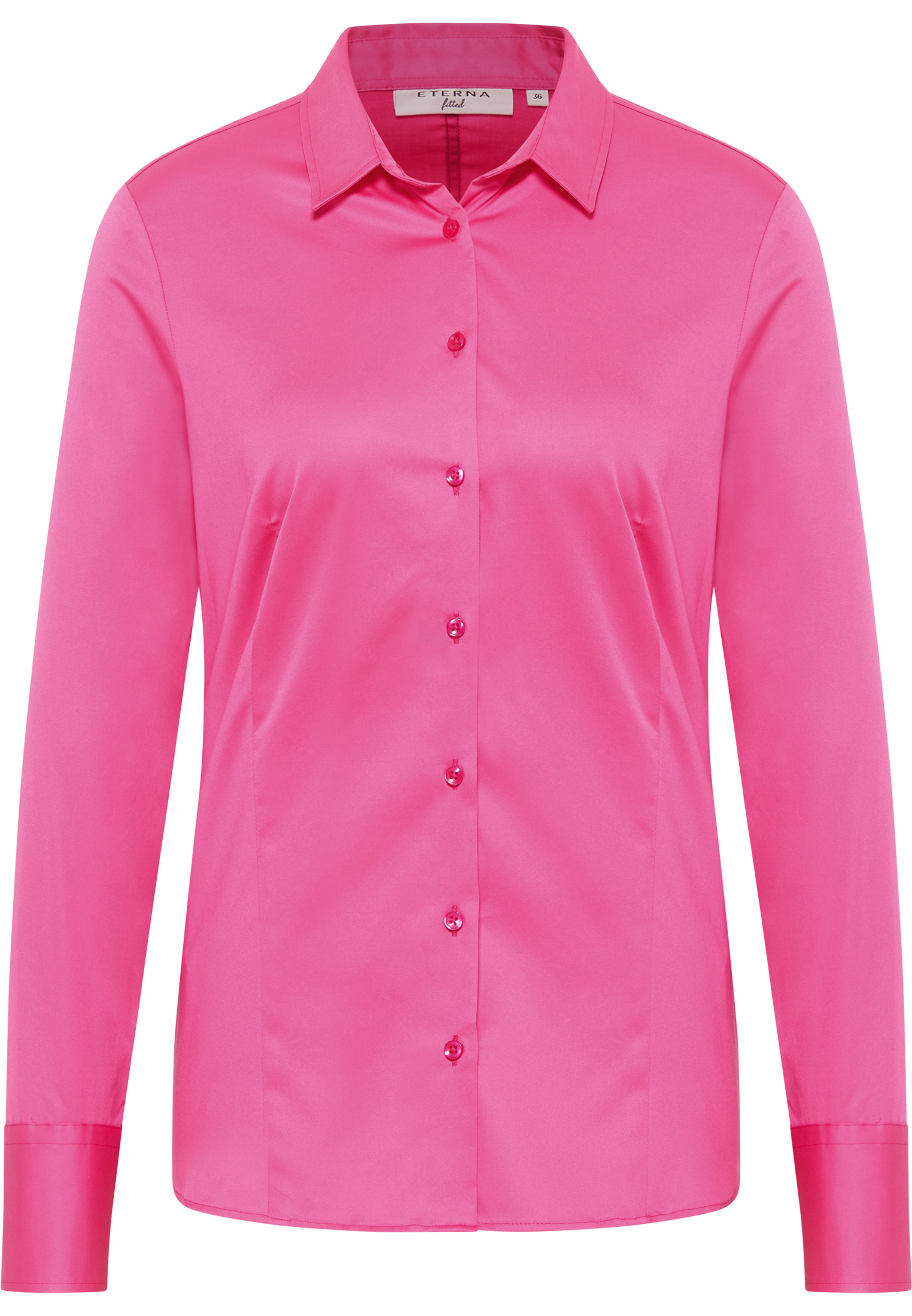 Satin Shirt Bluse in pink unifarben | pink | 36 | Langarm |  2BL04012-15-21-36-1/1