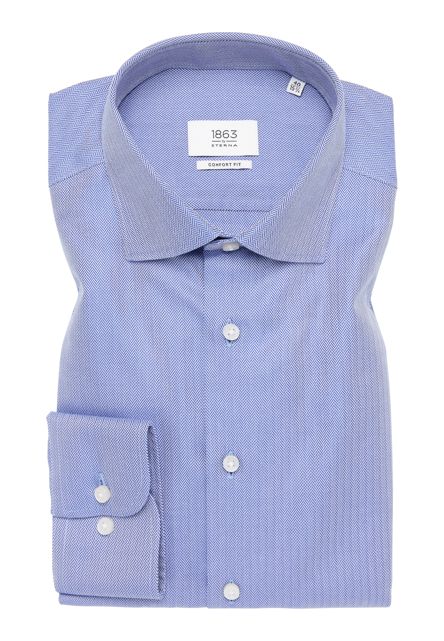 COMFORT FIT Shirt in royal blue plain | royal blue | 40 | long sleeve |  1SH12506-01-51-40-1/1