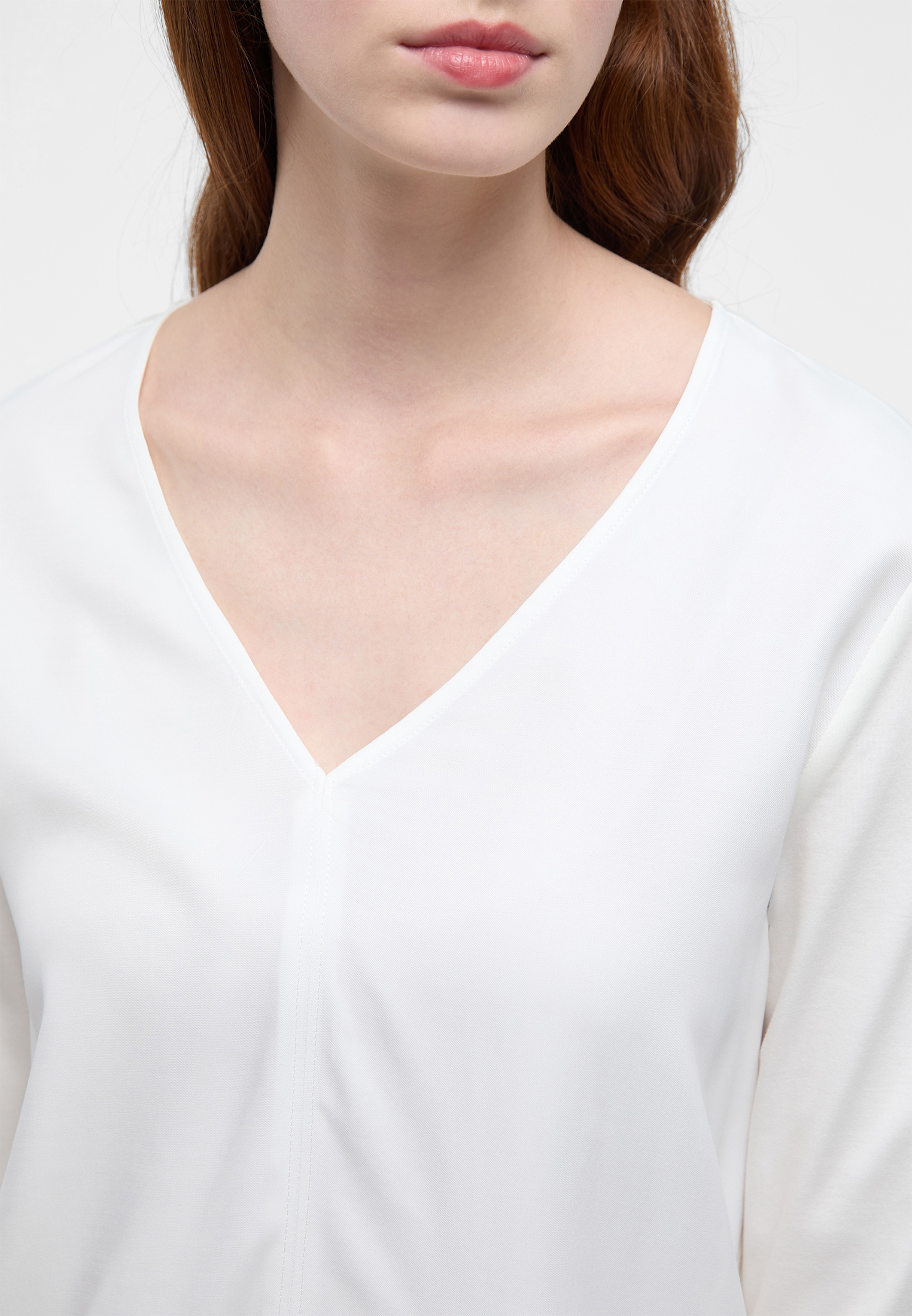 Viscose Shirt Bluse in off-white unifarben | off-white | 46 | Langarm |  2BL04252-00-02-46-1/1 | Blusenshirts