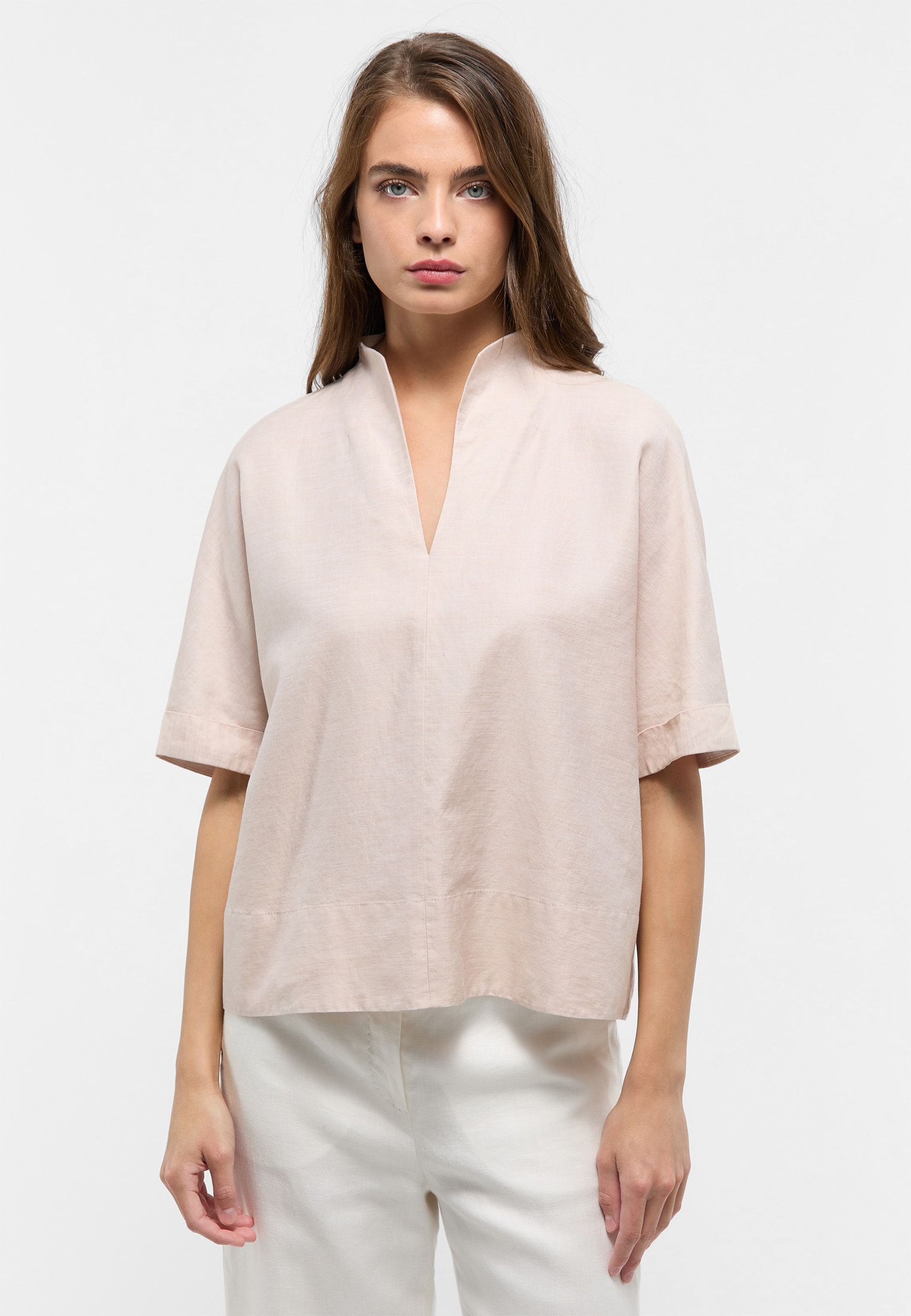 Linen Shirt Bluse in sand unifarben