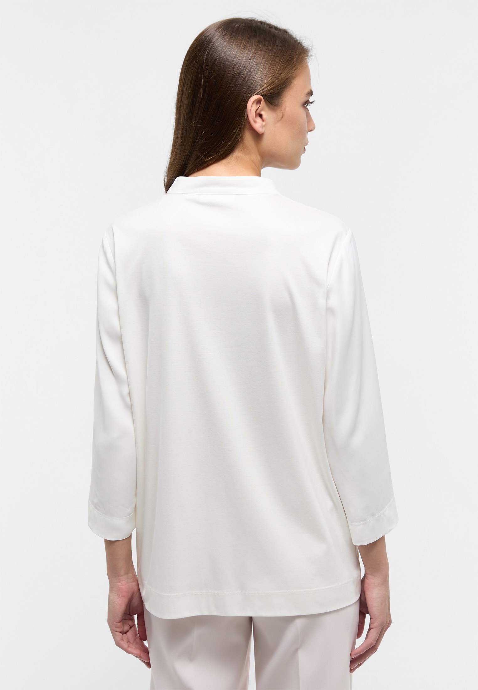 Viscose Shirt Bluse in off-white unifarben | off-white | 46 | 3/4-Arm |  2BL04358-00-02-46-3/4