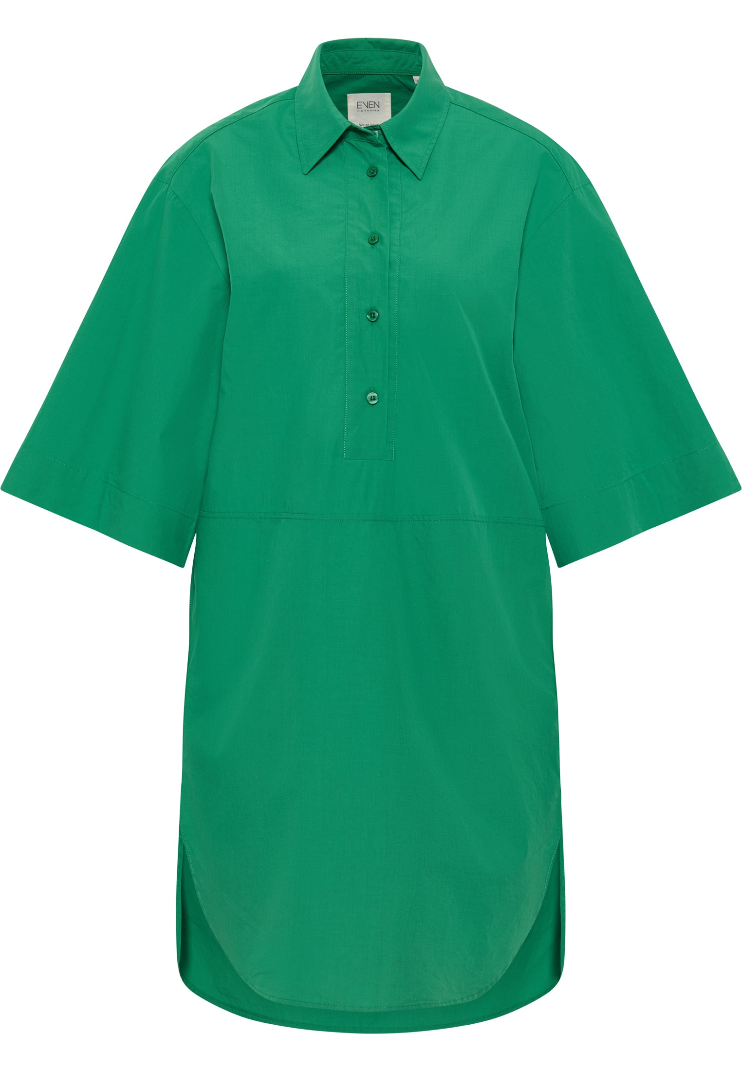 Shirt dress in green plain