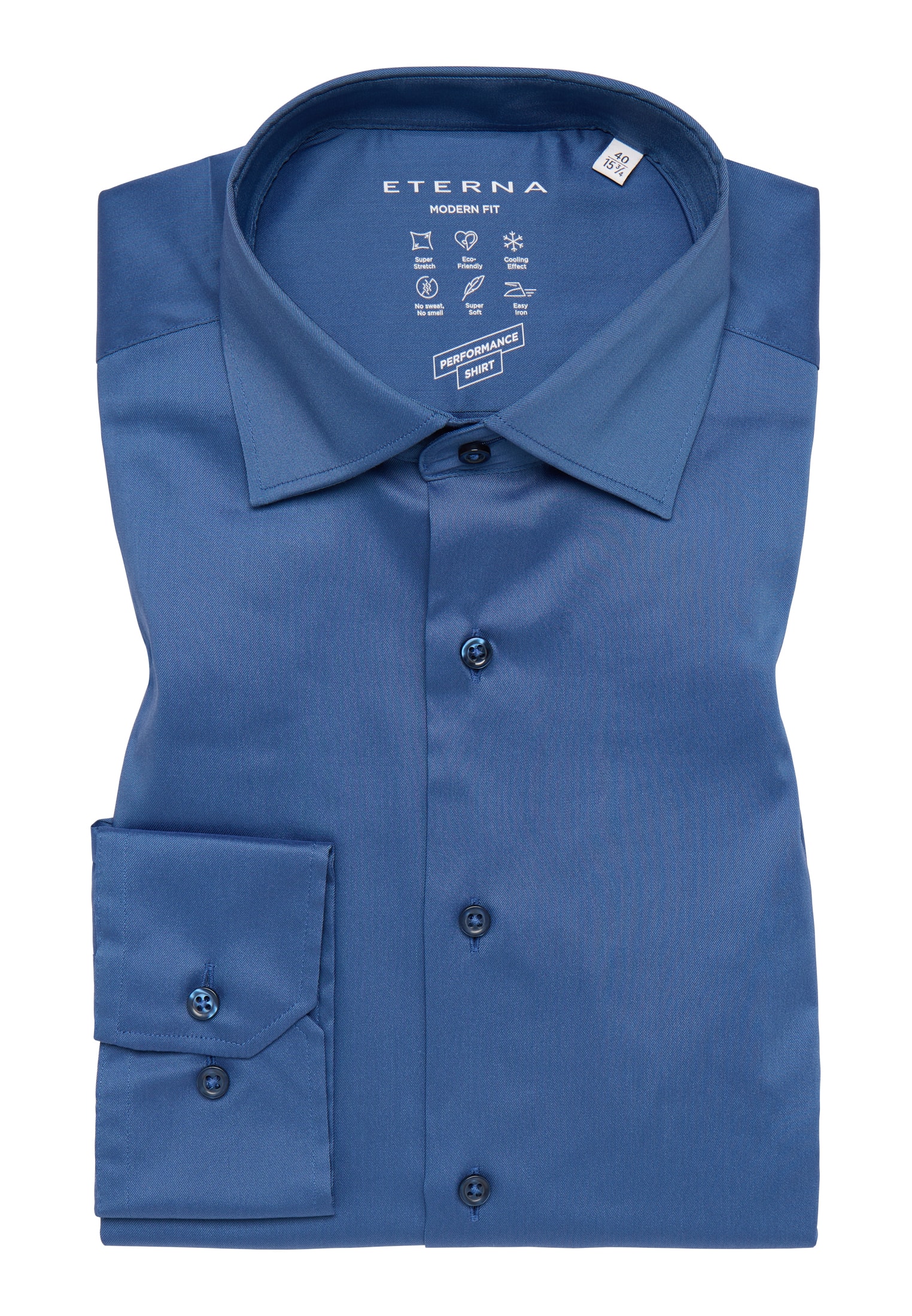 MODERN FIT Performance Shirt in rauchblau unifarben | rauchblau | 45 |  Langarm | 1SH02224-01-62-45-1/1