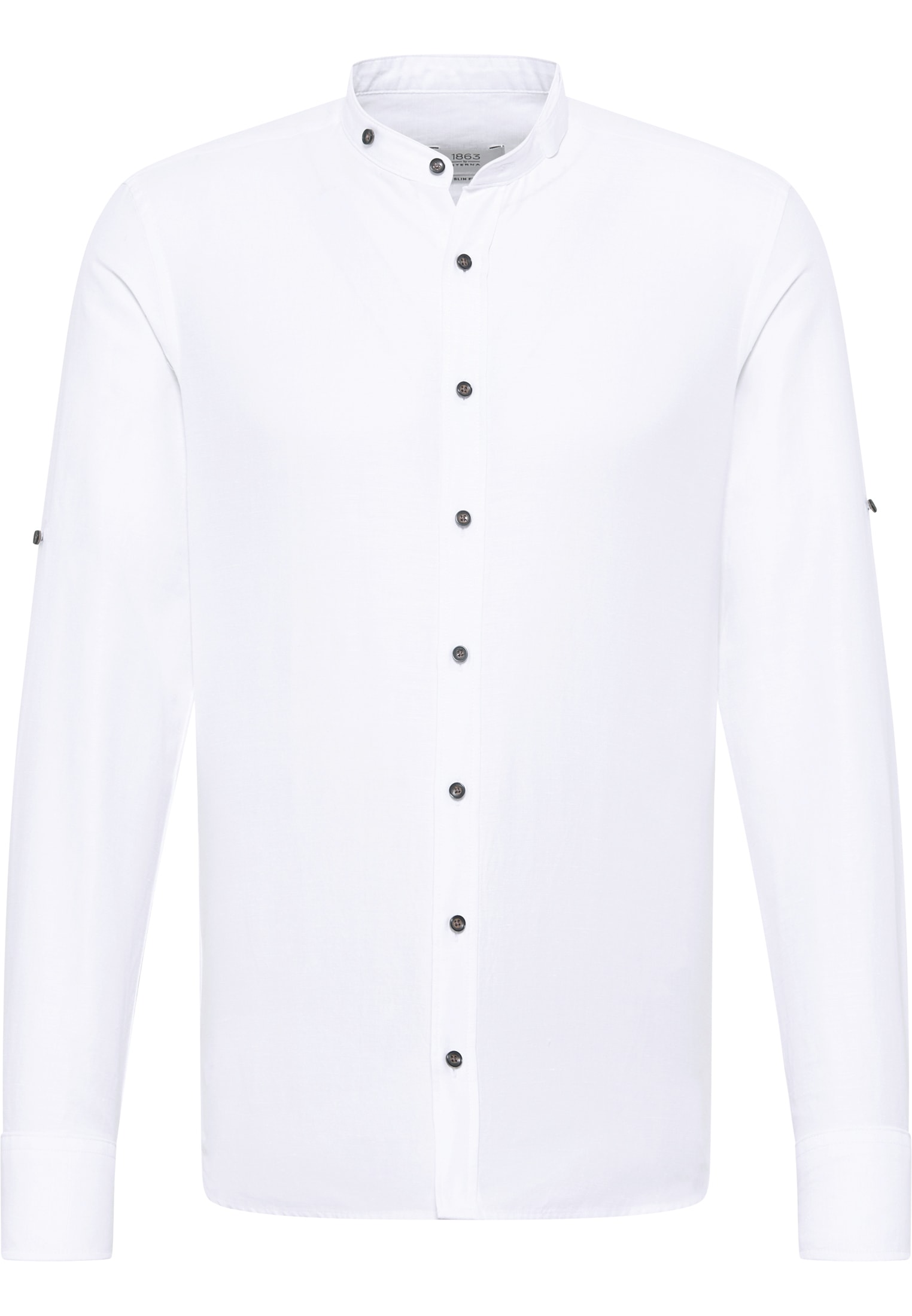 SLIM FIT Linen Shirt in weiß unifarben | weiß | 40 | Langarm |  1SH12593-00-01-40-1/1