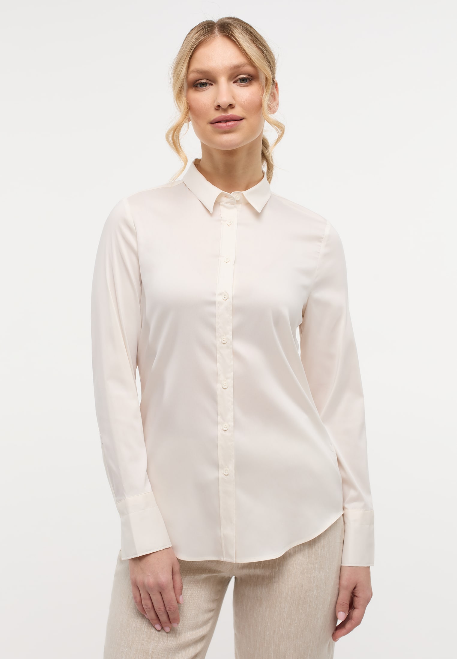 Performance Shirt Bluse in off-white unifarben | off-white | Langarm | 38 |  2BL00441-00-02-38-1/1