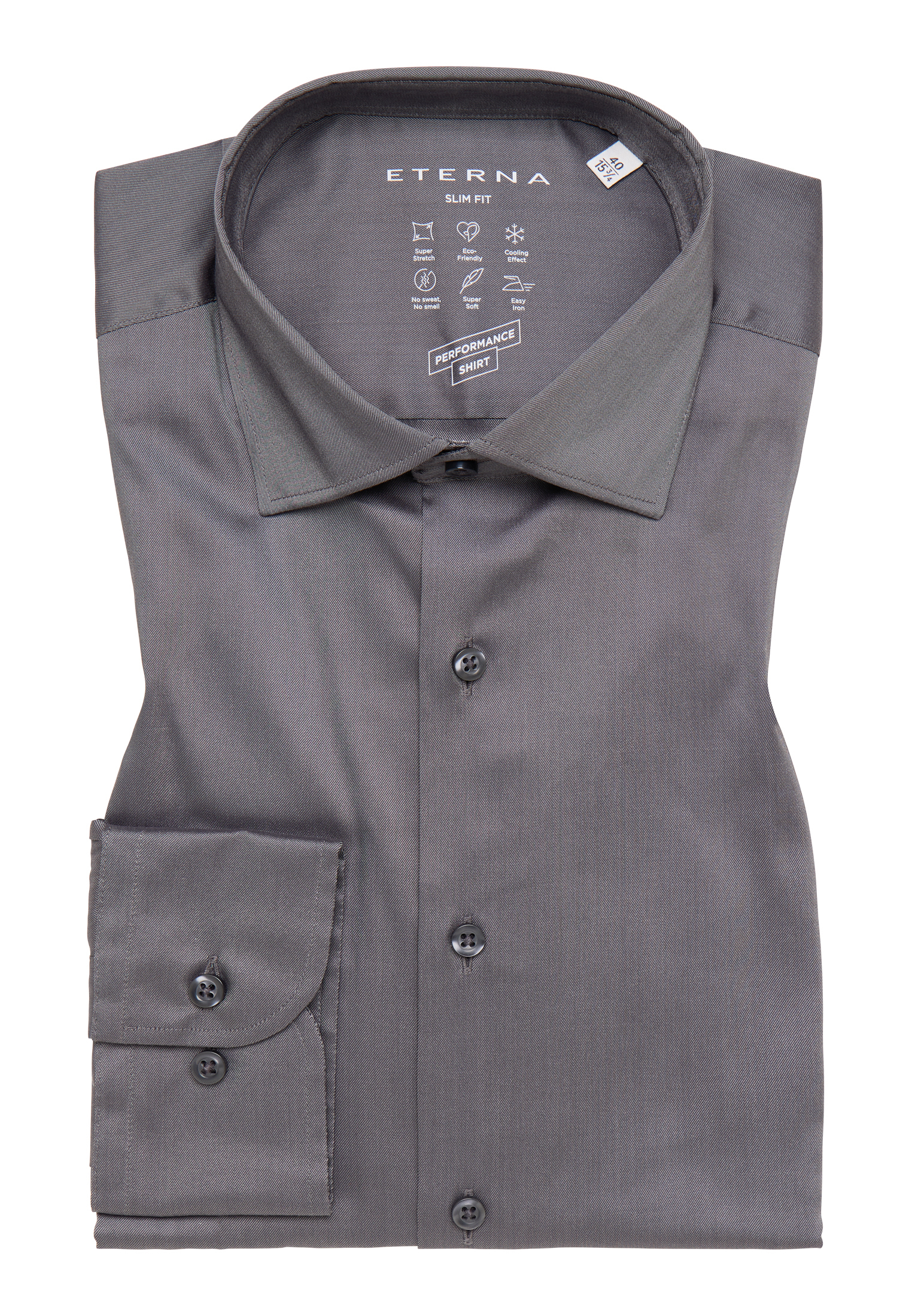 SLIM FIT Performance Shirt unifarben grau | | | super 43 1SH02217-03-01-43-72 langer Arm (72 | grau cm) in
