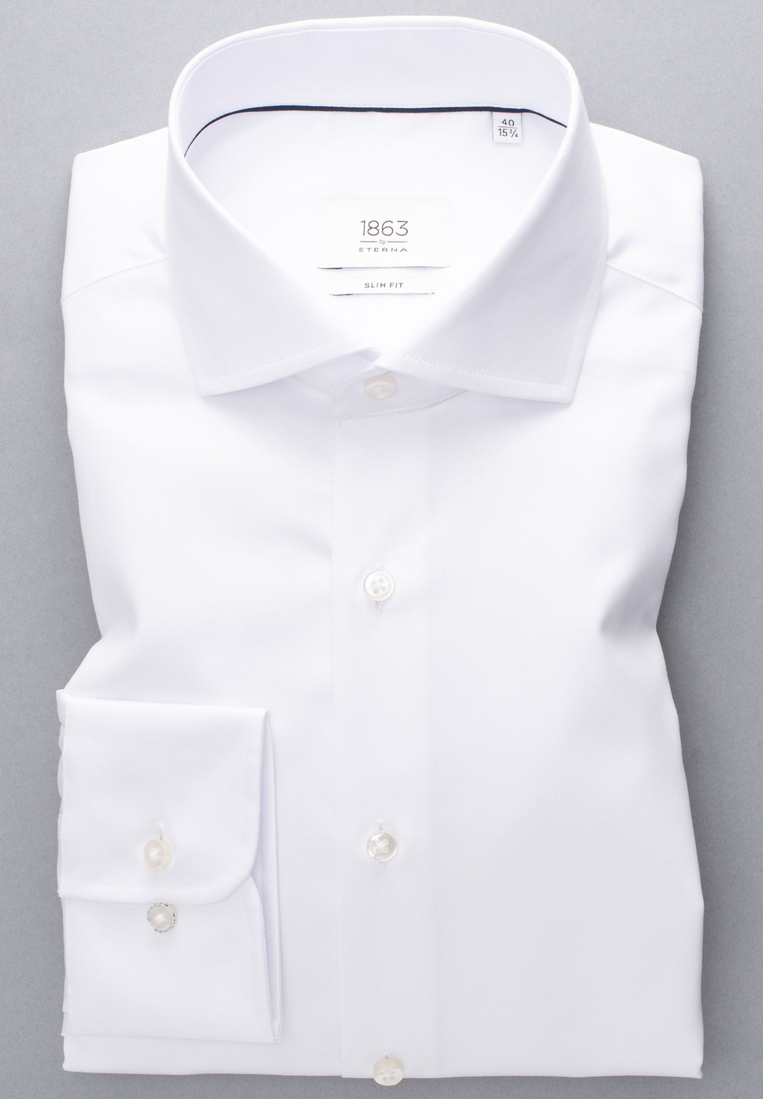 SLIM FIT Luxury Shirt in weiß unifarben | weiß | 46 | Langarm |  1SH04299-00-01-46-1/1