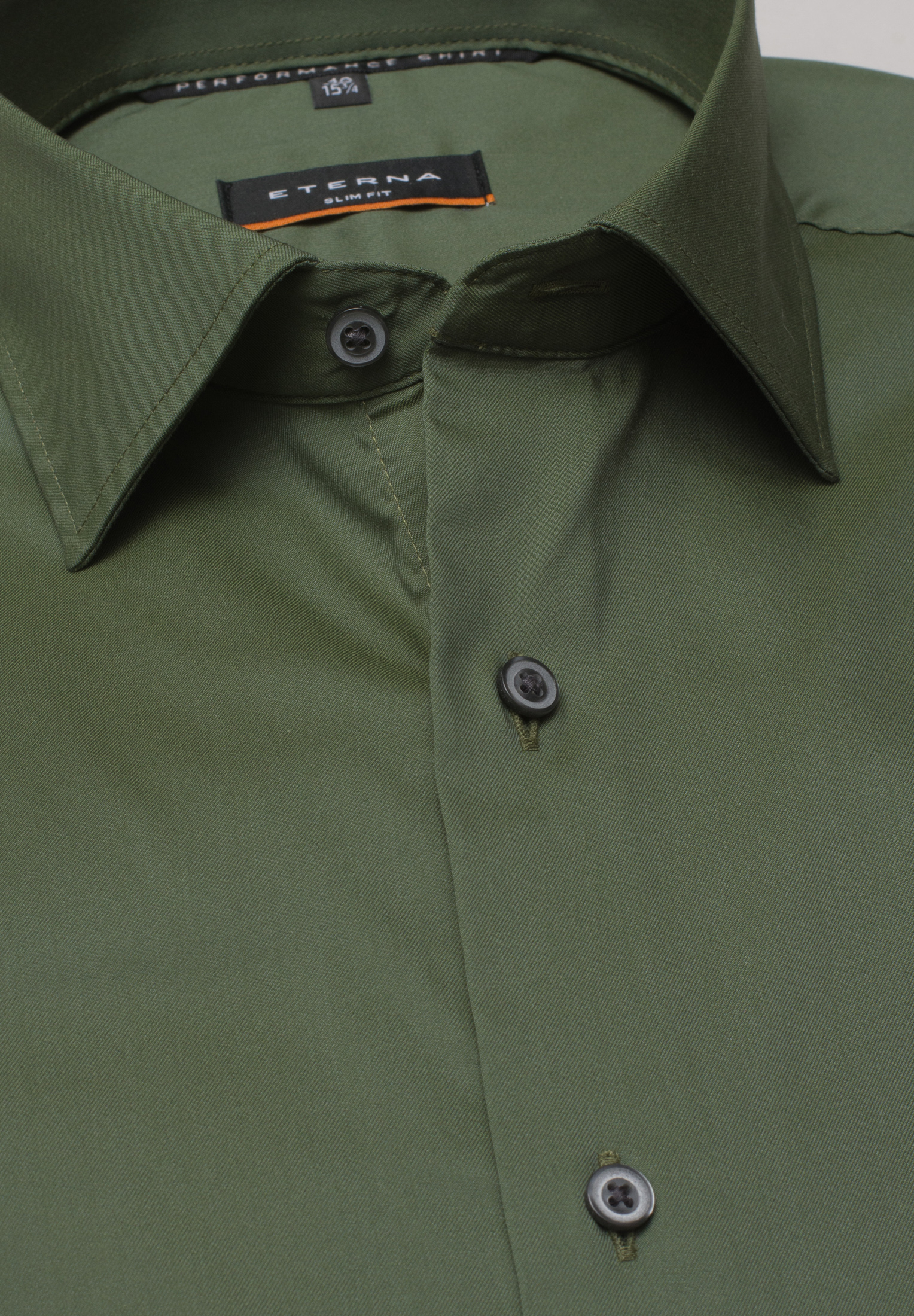 SLIM FIT Performance Shirt in olive unifarben | olive | 41 | Langarm |  1SH02217-04-51-41-1/1