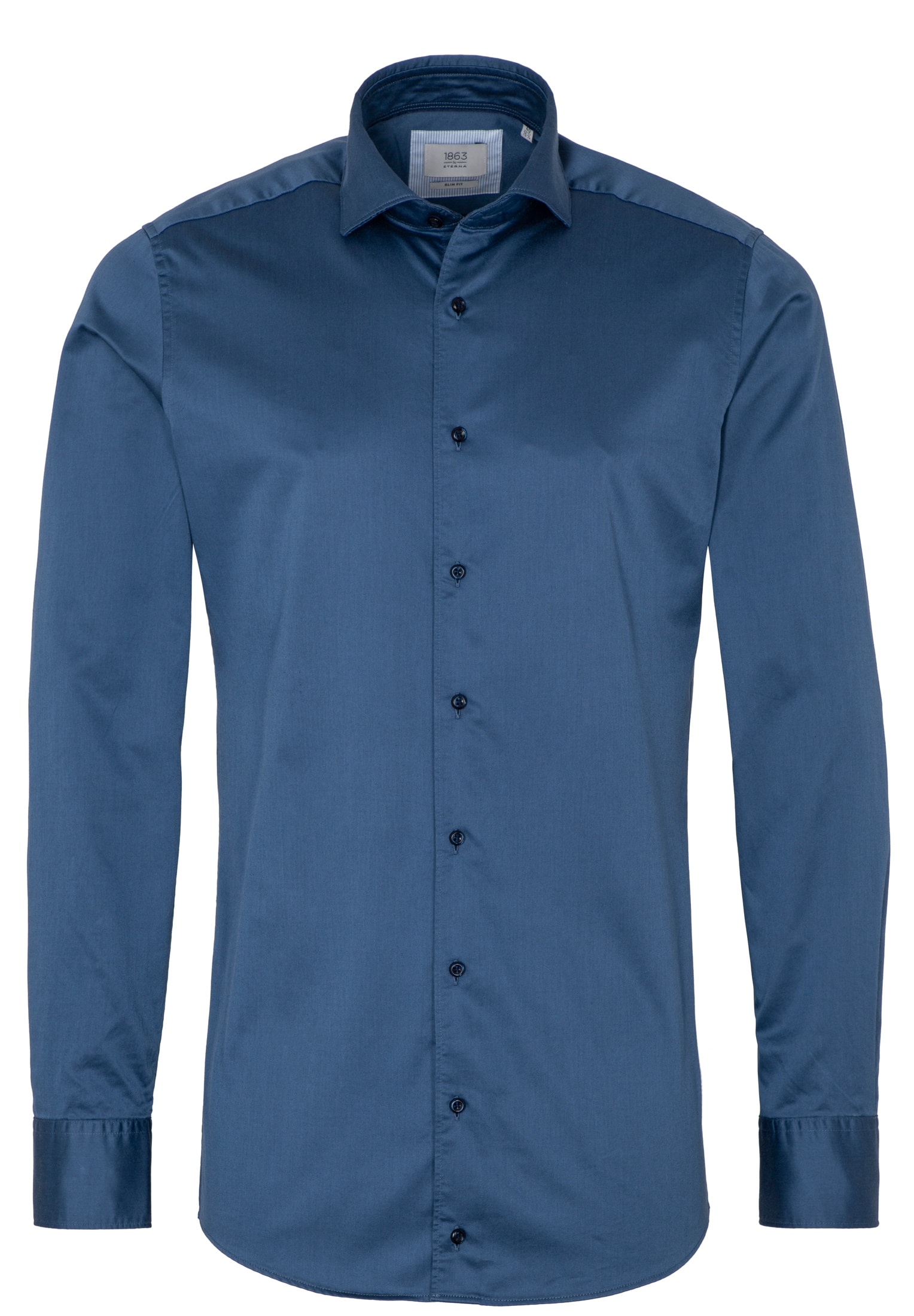 SLIM FIT Soft Luxury Shirt in blaugrau unifarben