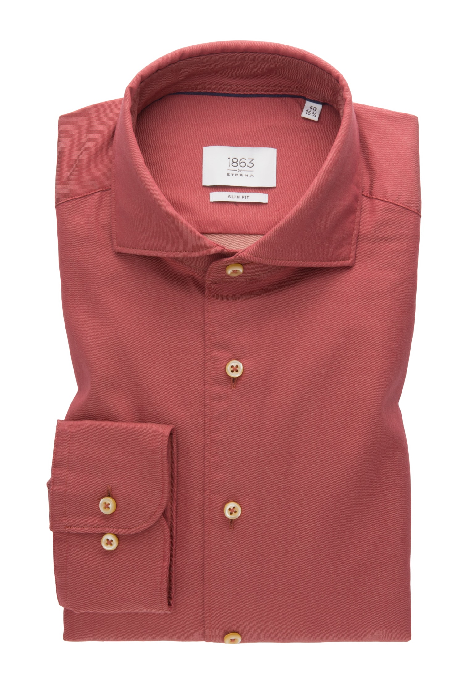 SLIM FIT Soft Luxury Shirt in sunset red unifarben